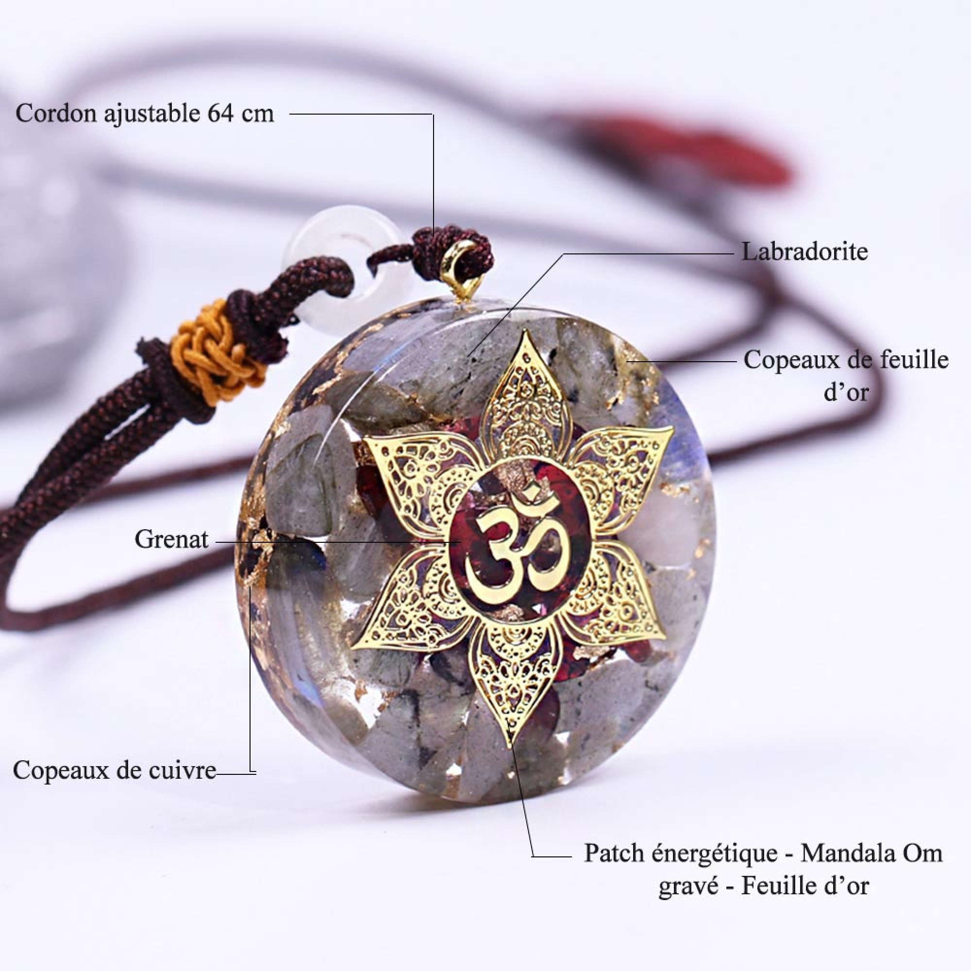 Collier orgonite yoga Labradorite