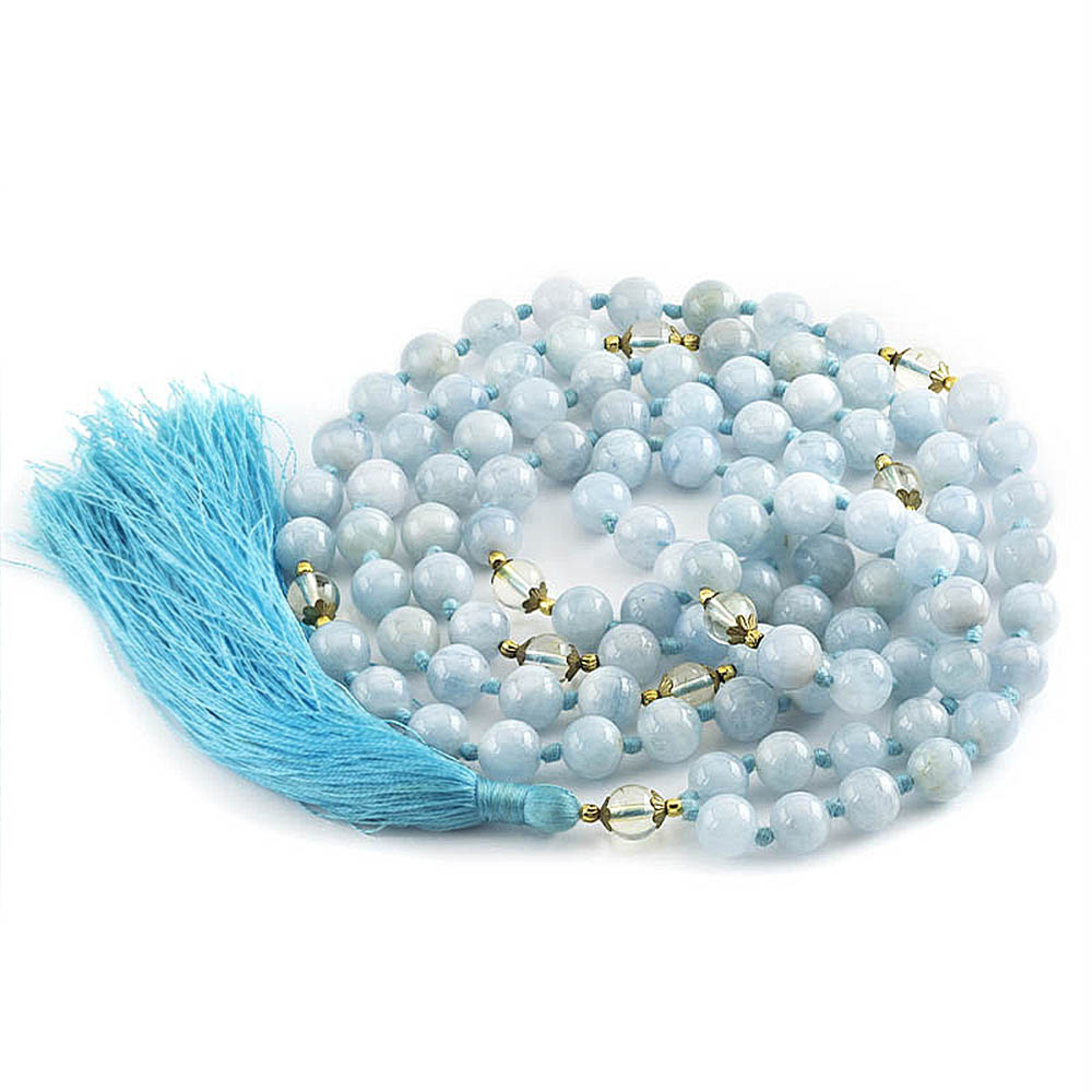 Mala yoga méditation Aigue-marine  AA