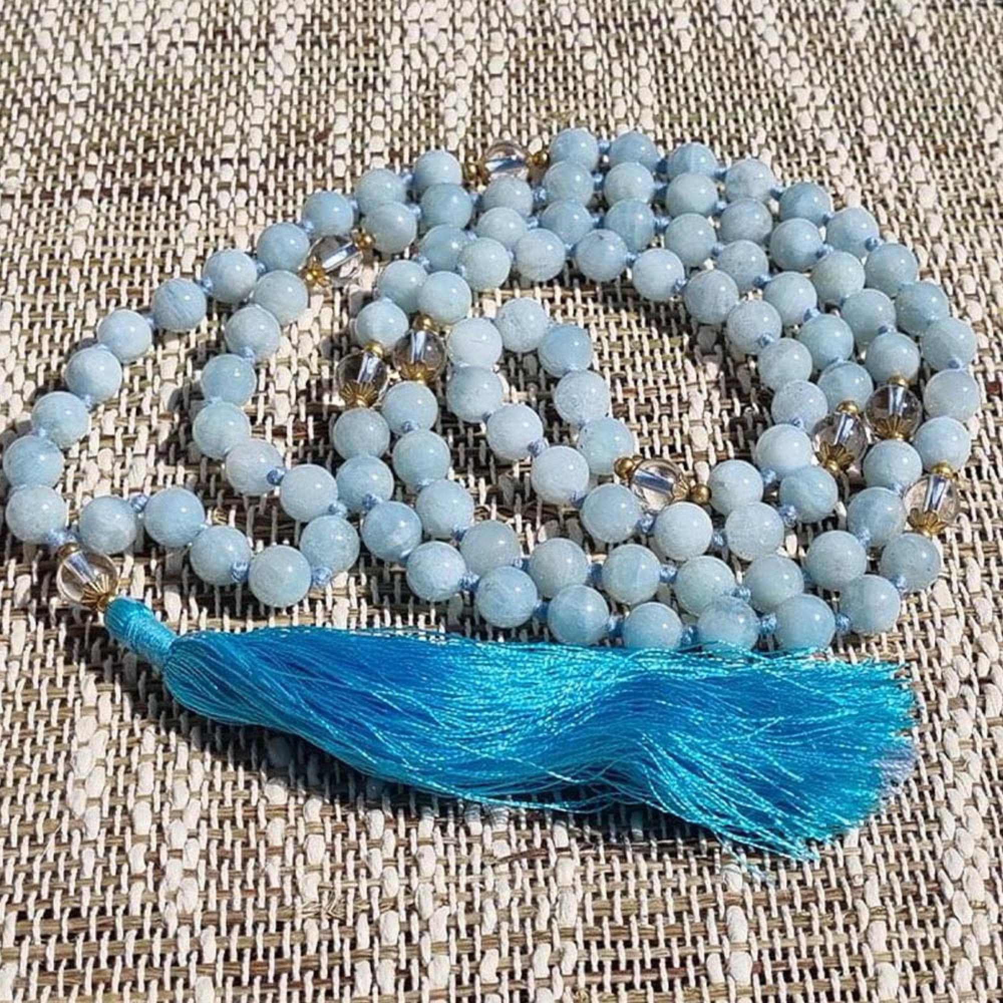 Mala yoga méditation Aigue-marine  AA