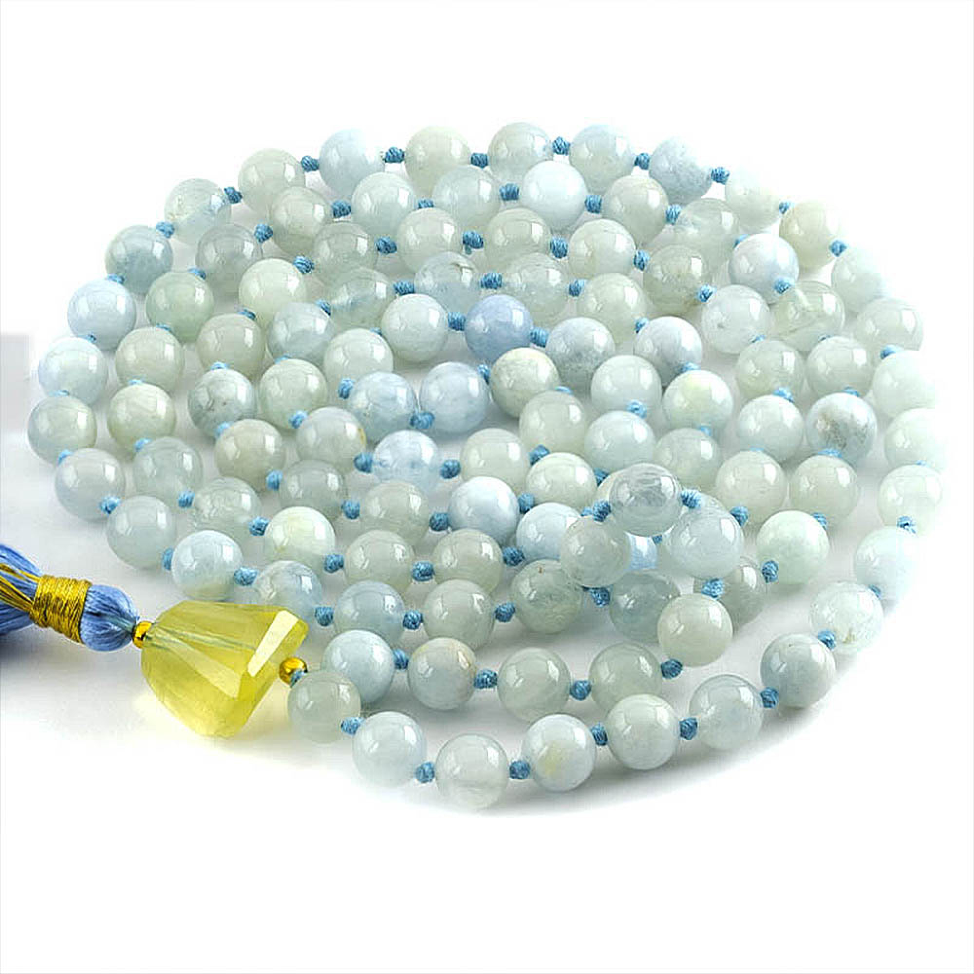 Mala yoga méditation Aigue marine Topaze