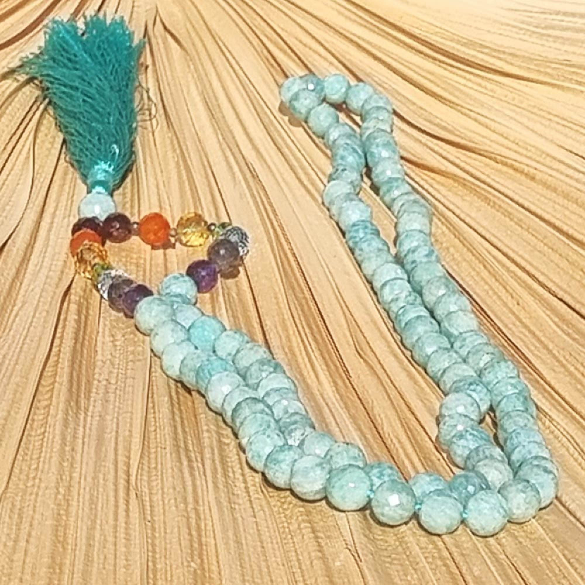 Mala yoga méditation Amazonite facettée