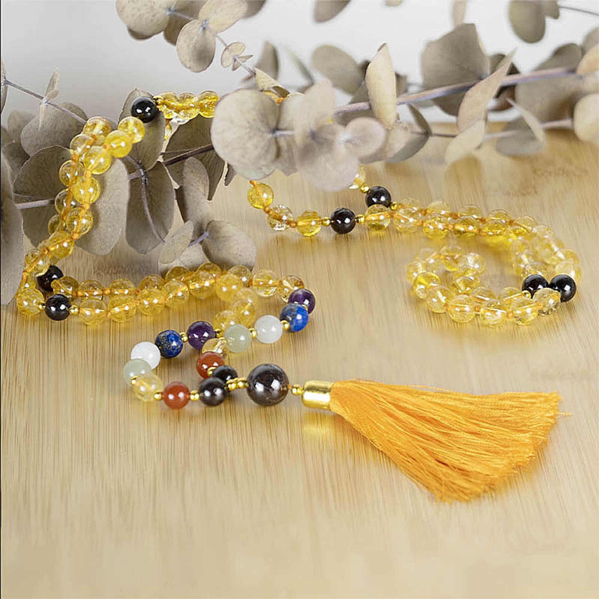 Mala yoga méditation Chrysocolle Citrine