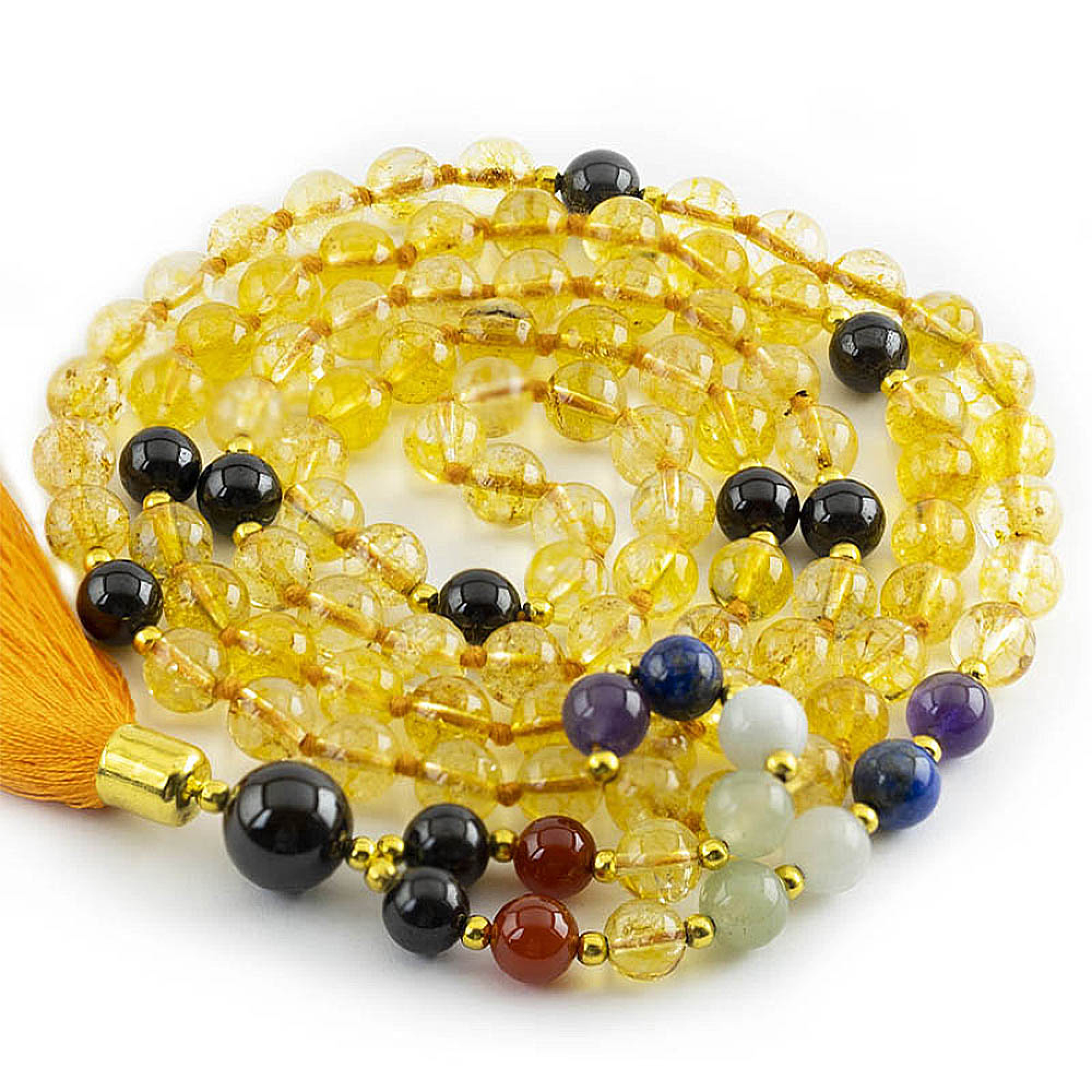 Mala yoga méditation Chrysocolle Citrine