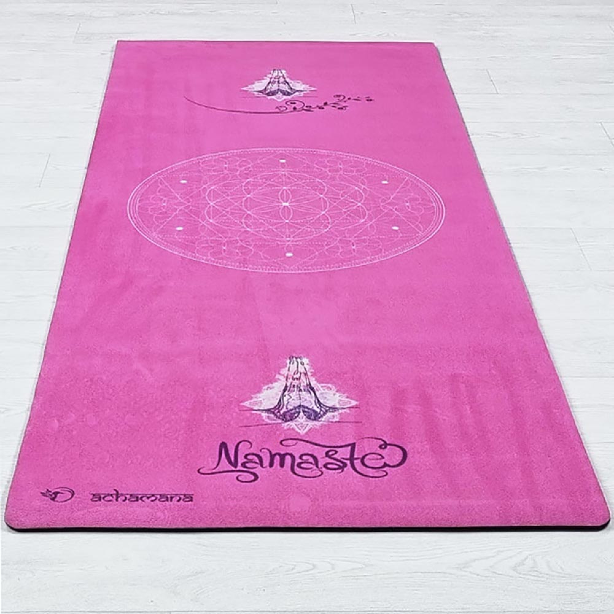 Tapis de yoga 3 plis Namasté rose + Sac