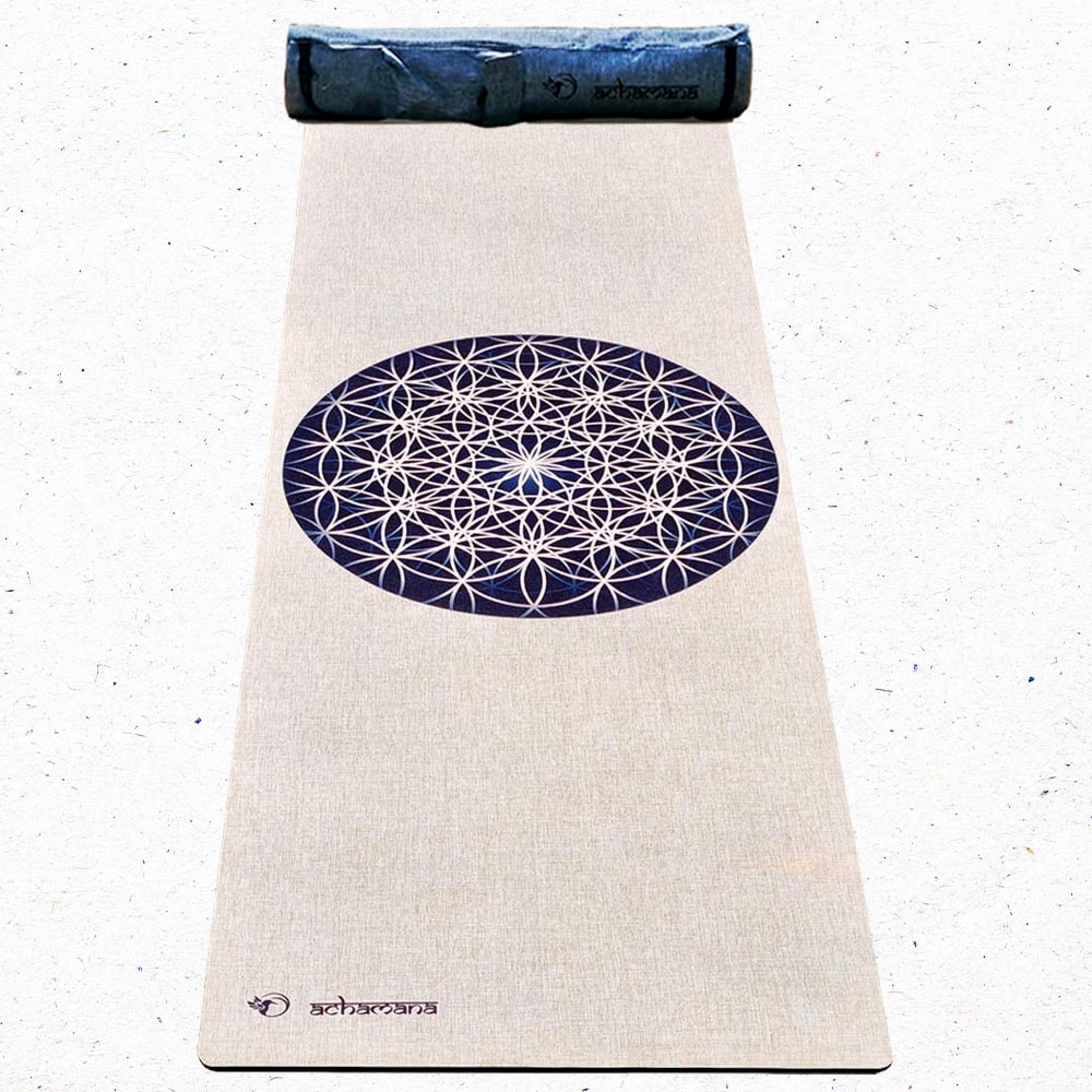 Tapis de yoga chanvre fleur de vie + Sac