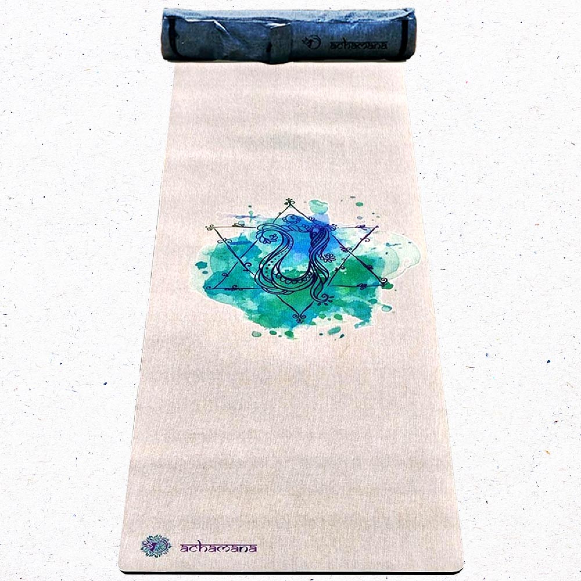 Tapis yoga chanvre chakra du cœur + Sac
