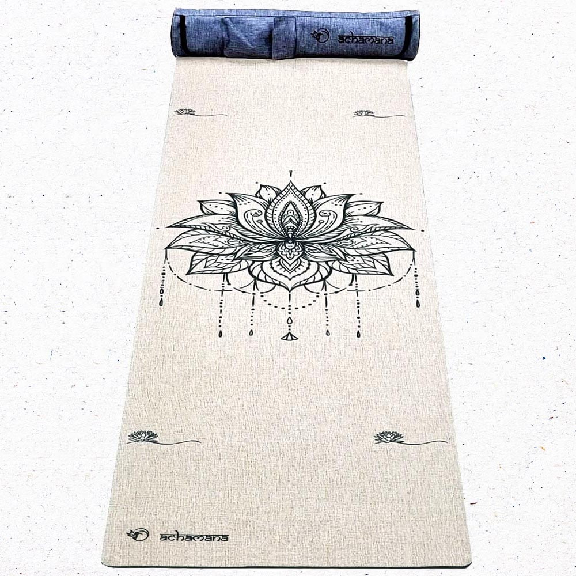 Tapis yoga chanvre fleur de lotus + Sac