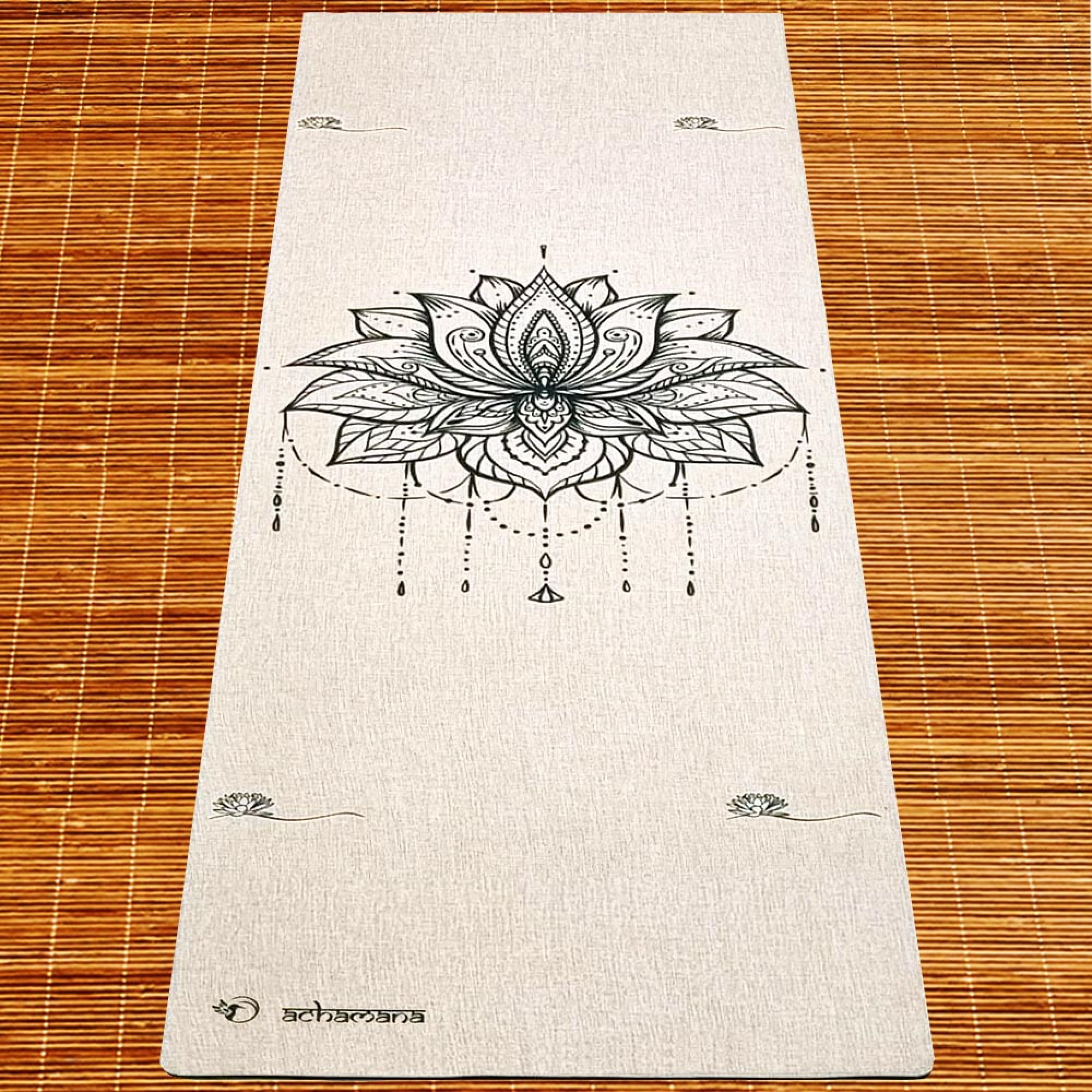 Tapis yoga chanvre fleur de lotus + Sac