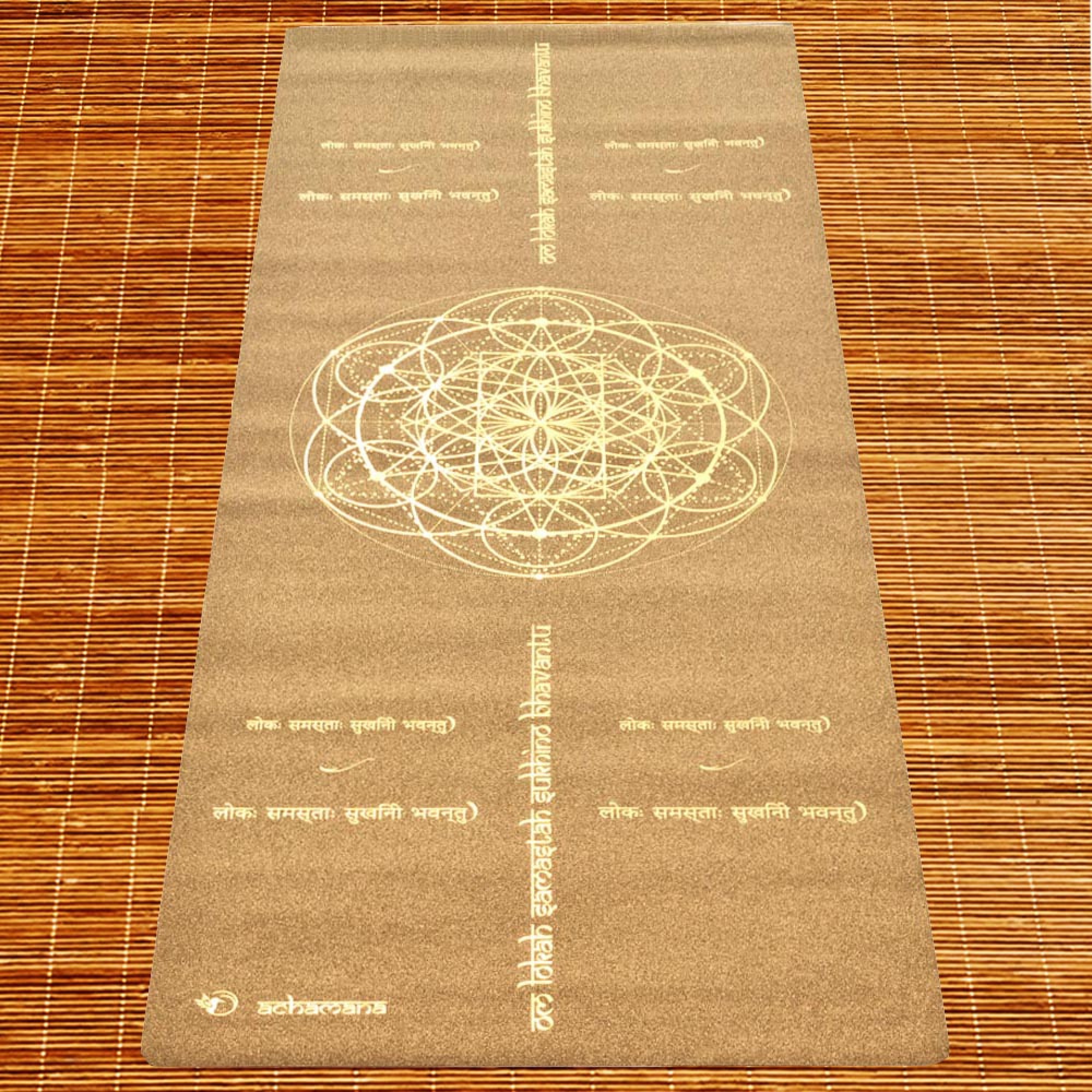Tapis yoga de voyage liège yoga mantraOr