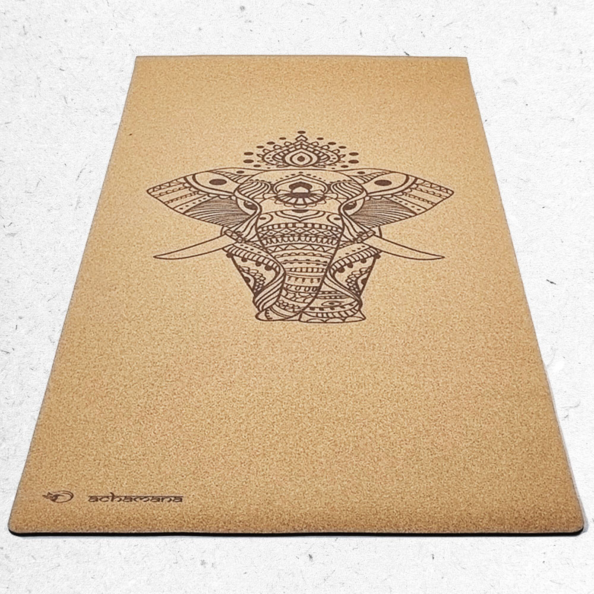 Tapis yoga latex & liège Eléphant + Sac