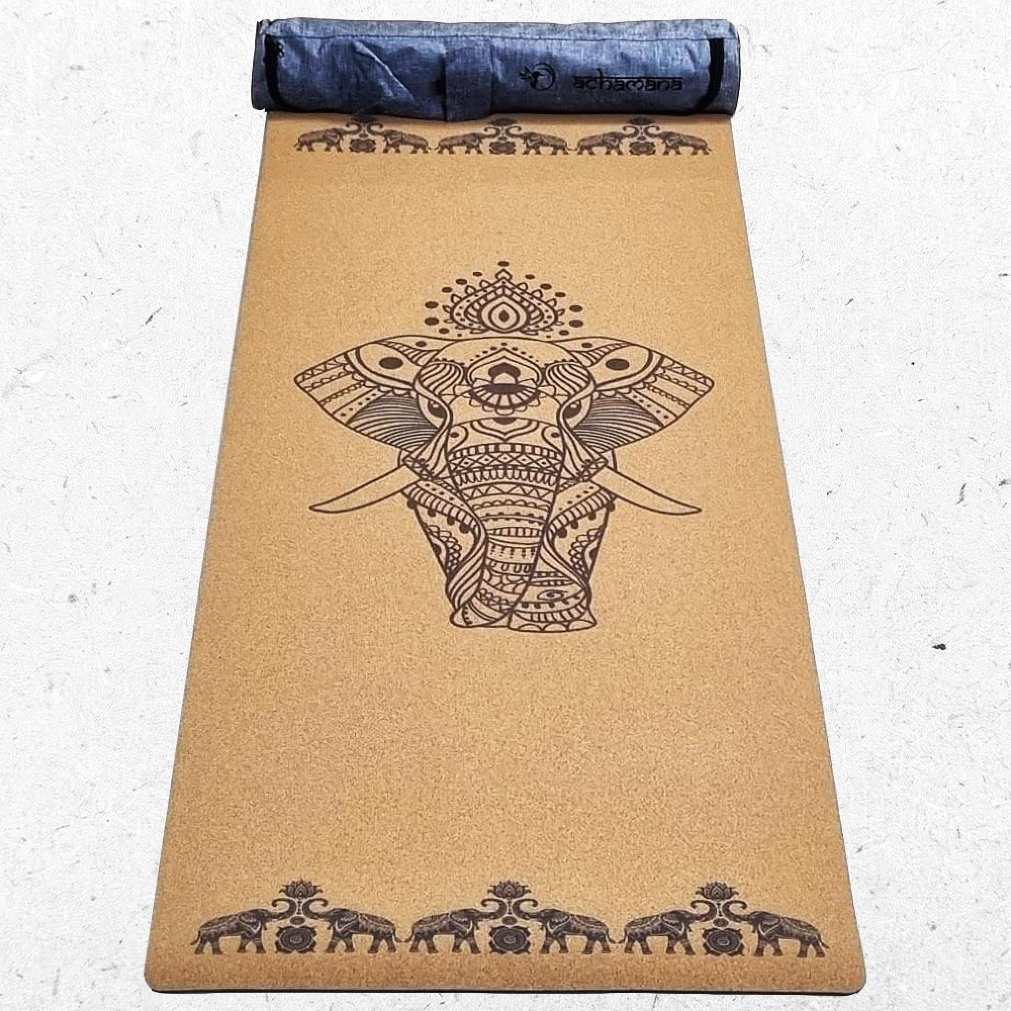 Tapis yoga liège éléphants + sac