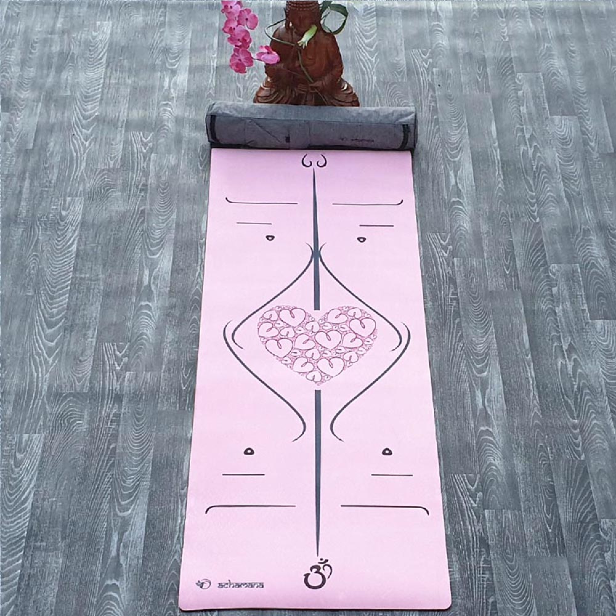 Tapis yoga marqueurs 3 plis rose + Sac