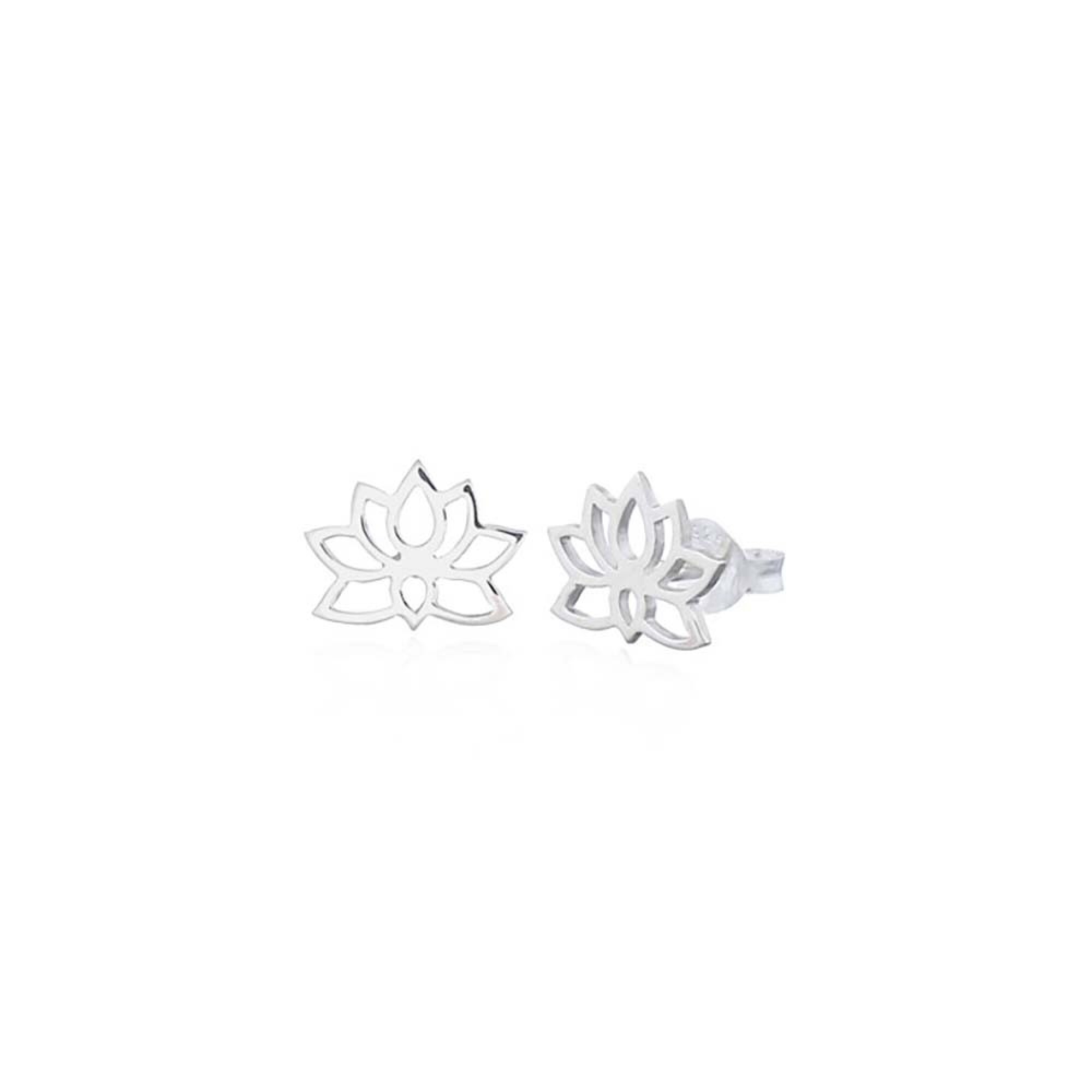 Boucle d'oreilles, clou en argent fleur de lotus