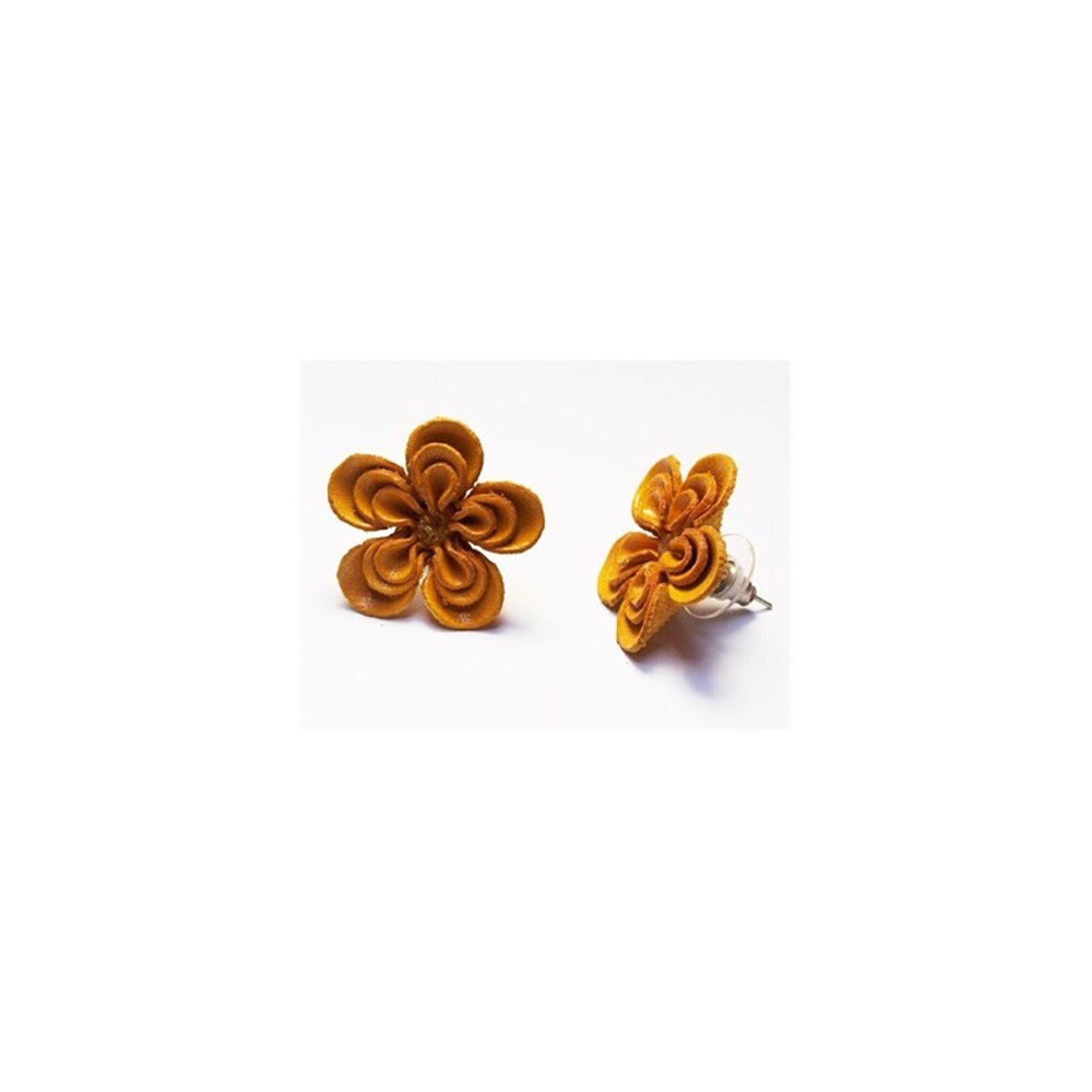 Boucle d'Oreilles FLEUR CUIR jaune