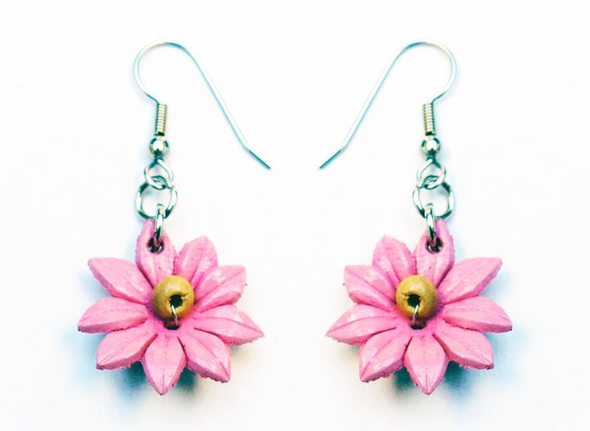 Boucle d'oreilles fleur en cuir