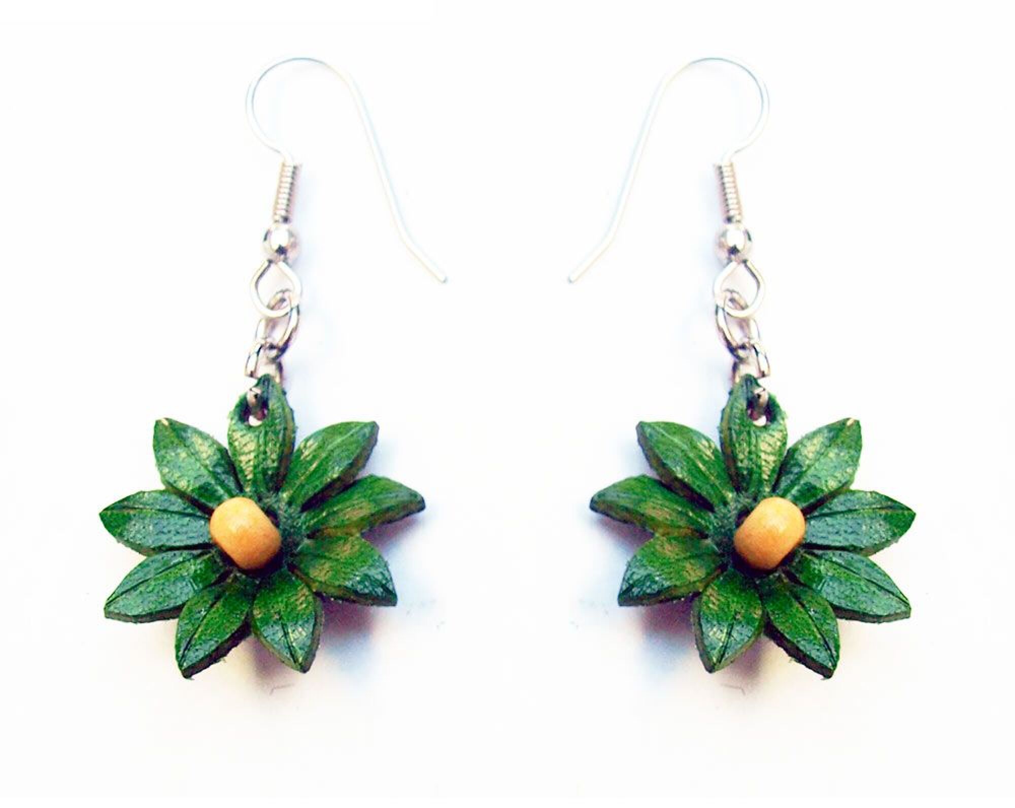 Boucle d'oreilles fleur en cuir