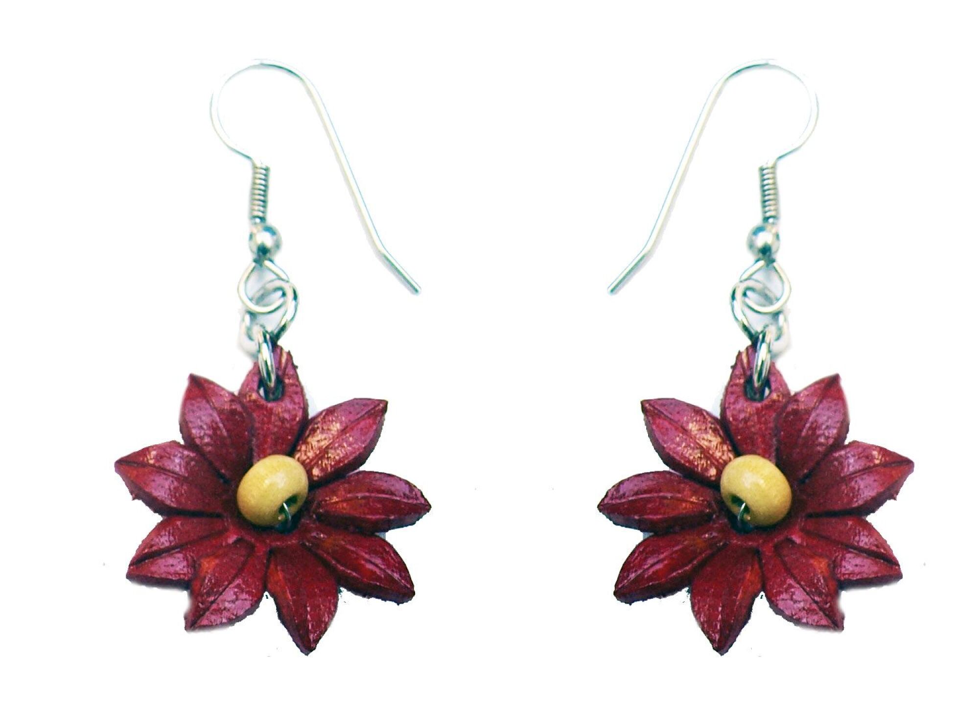 Boucle d'oreilles fleur en cuir