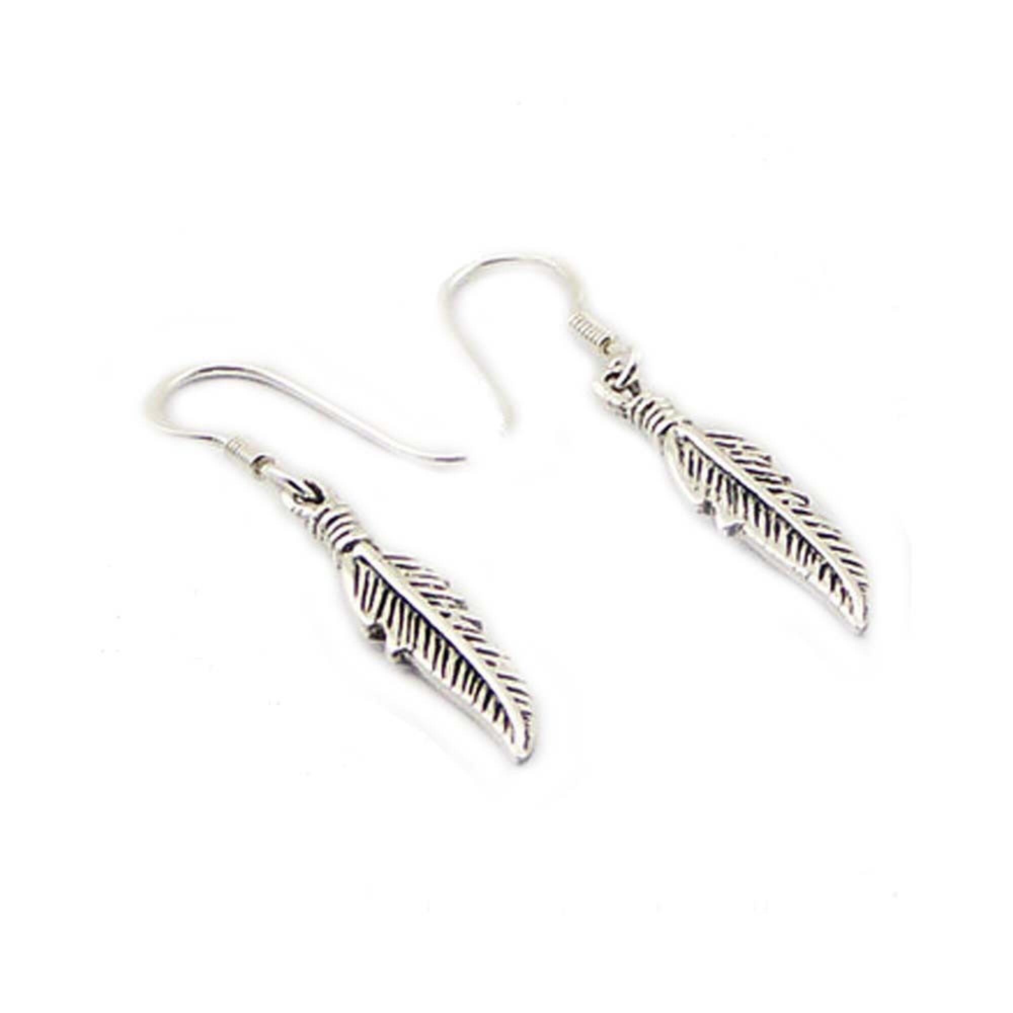 Boucle d'oreilles plume en argent