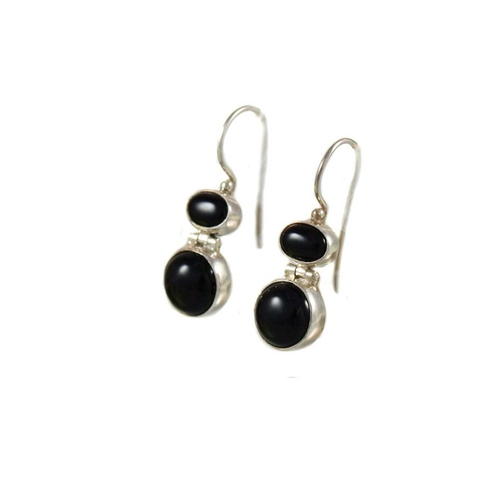 Boucles d'oreille agate noire