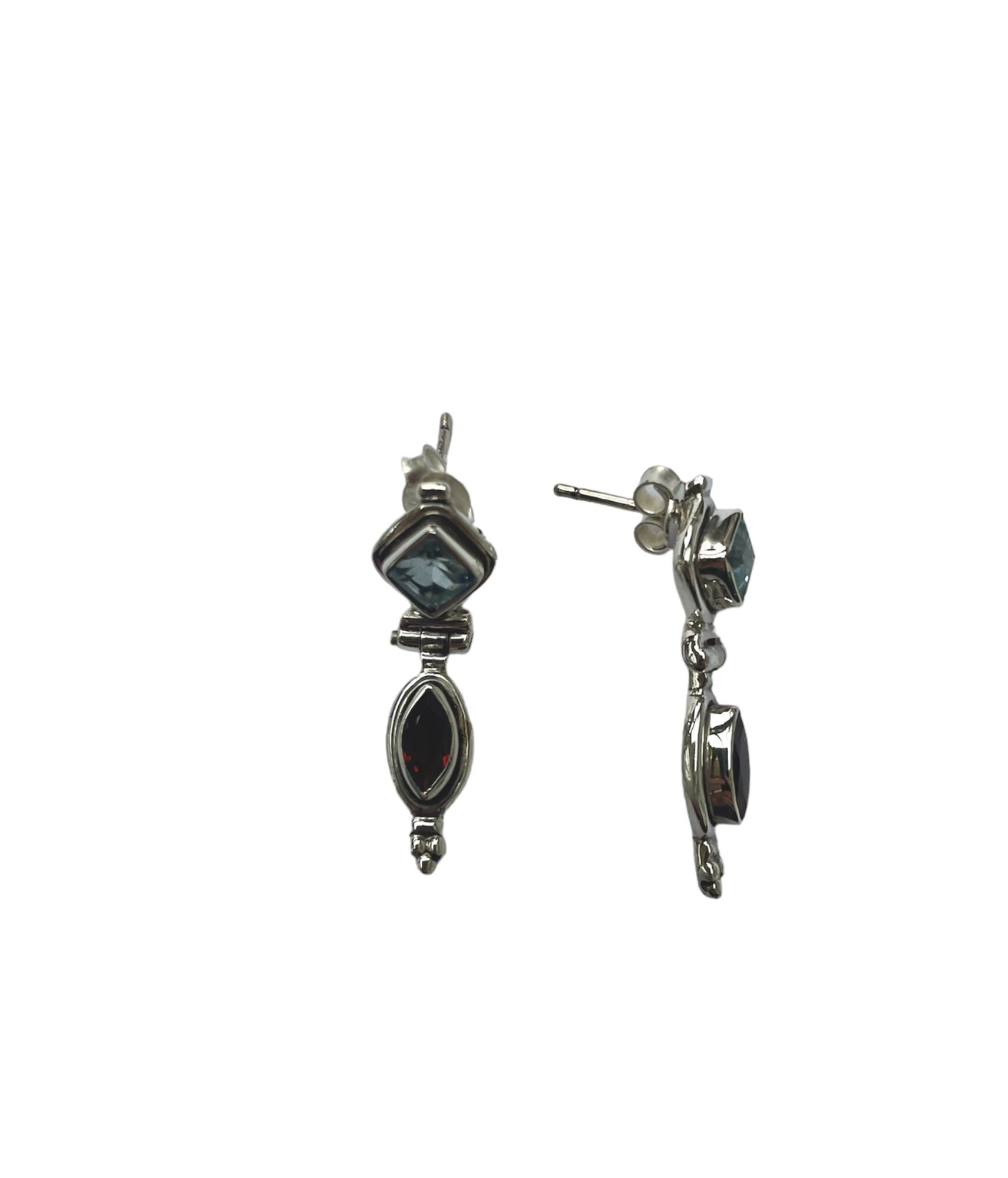 Boucles d'oreille argent, topaze bleue