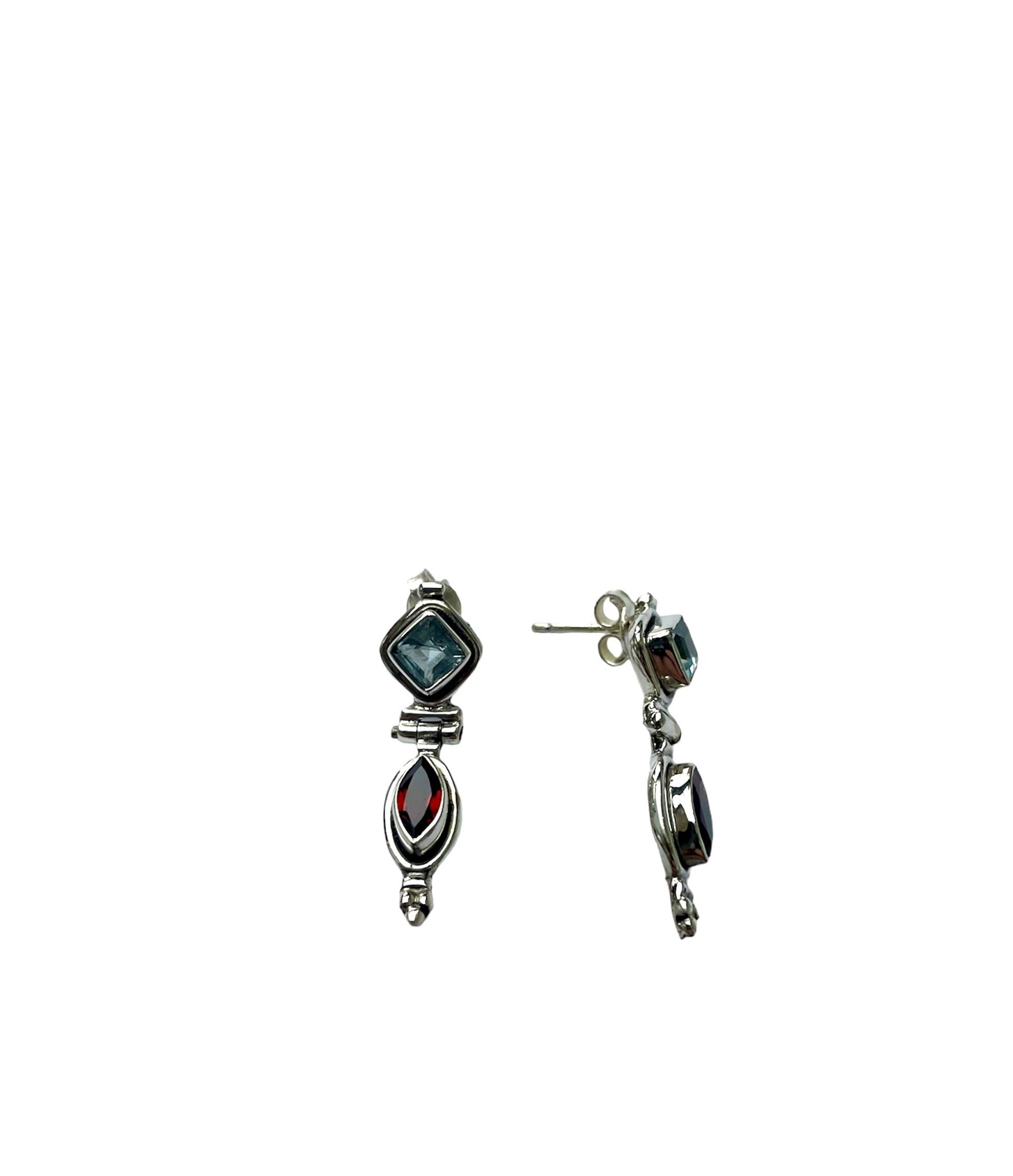 Boucles d'oreille argent, topaze bleue