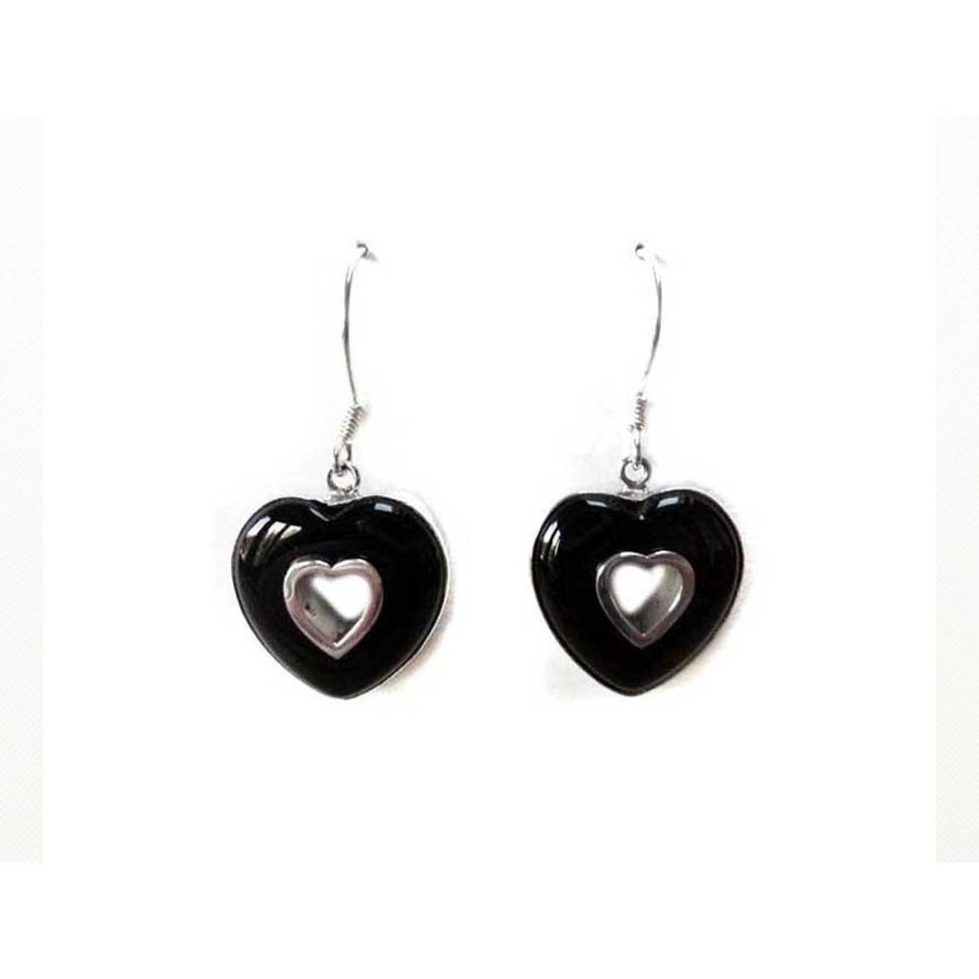 Boucles d'oreille en agate noire