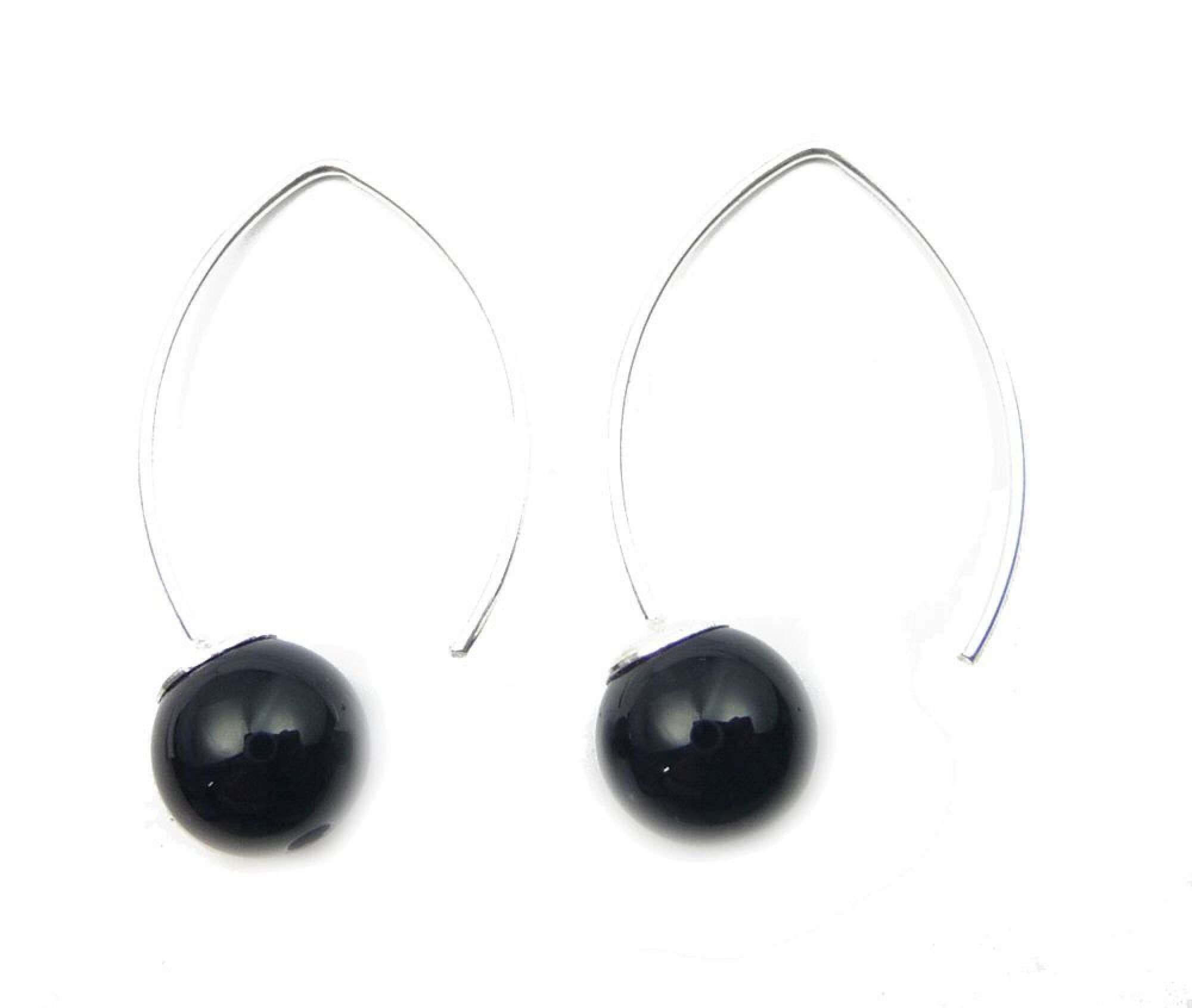 Boucles d'oreille en argent agate noire