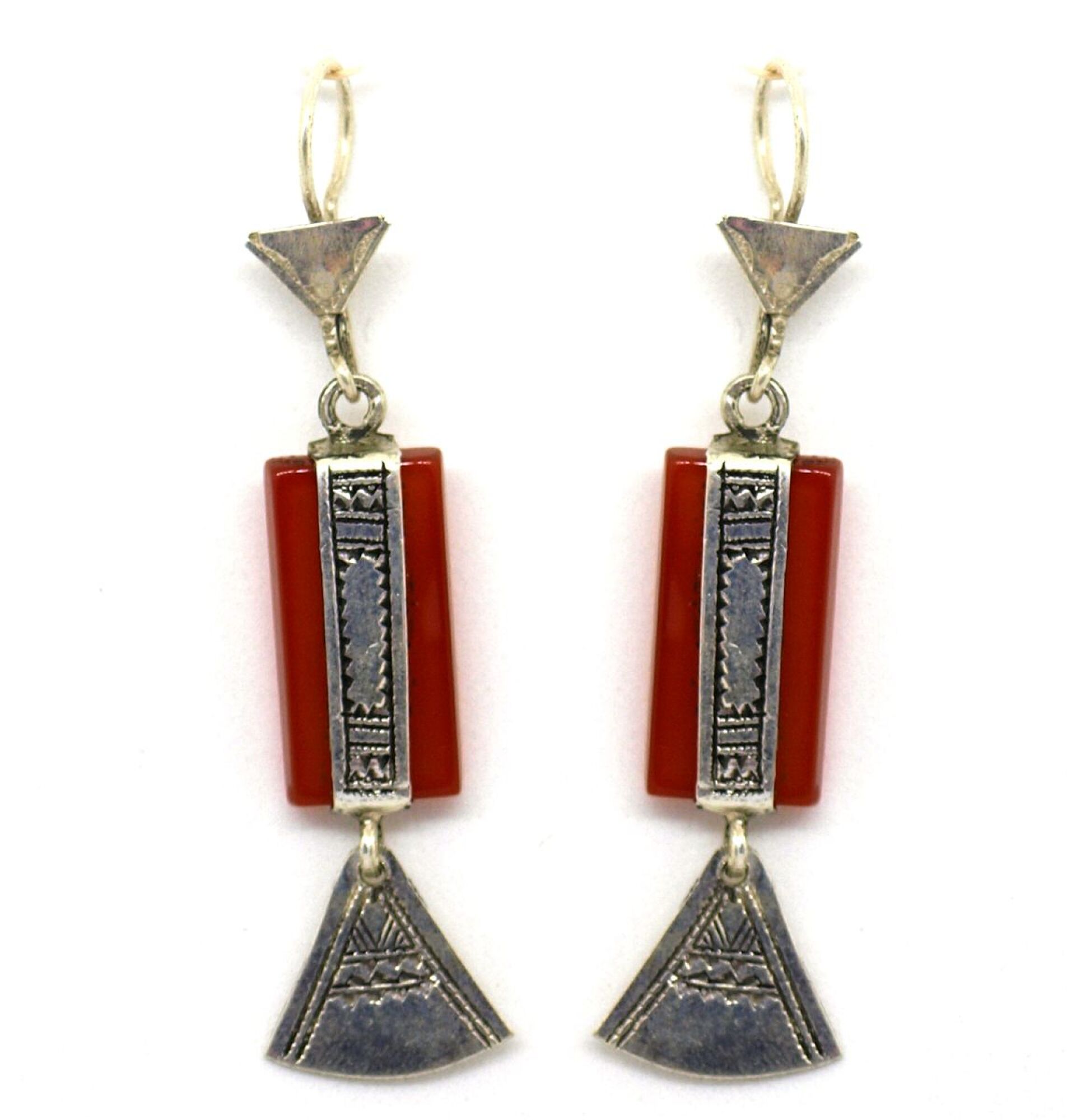 boucles d'oreille touareg argent cornaline