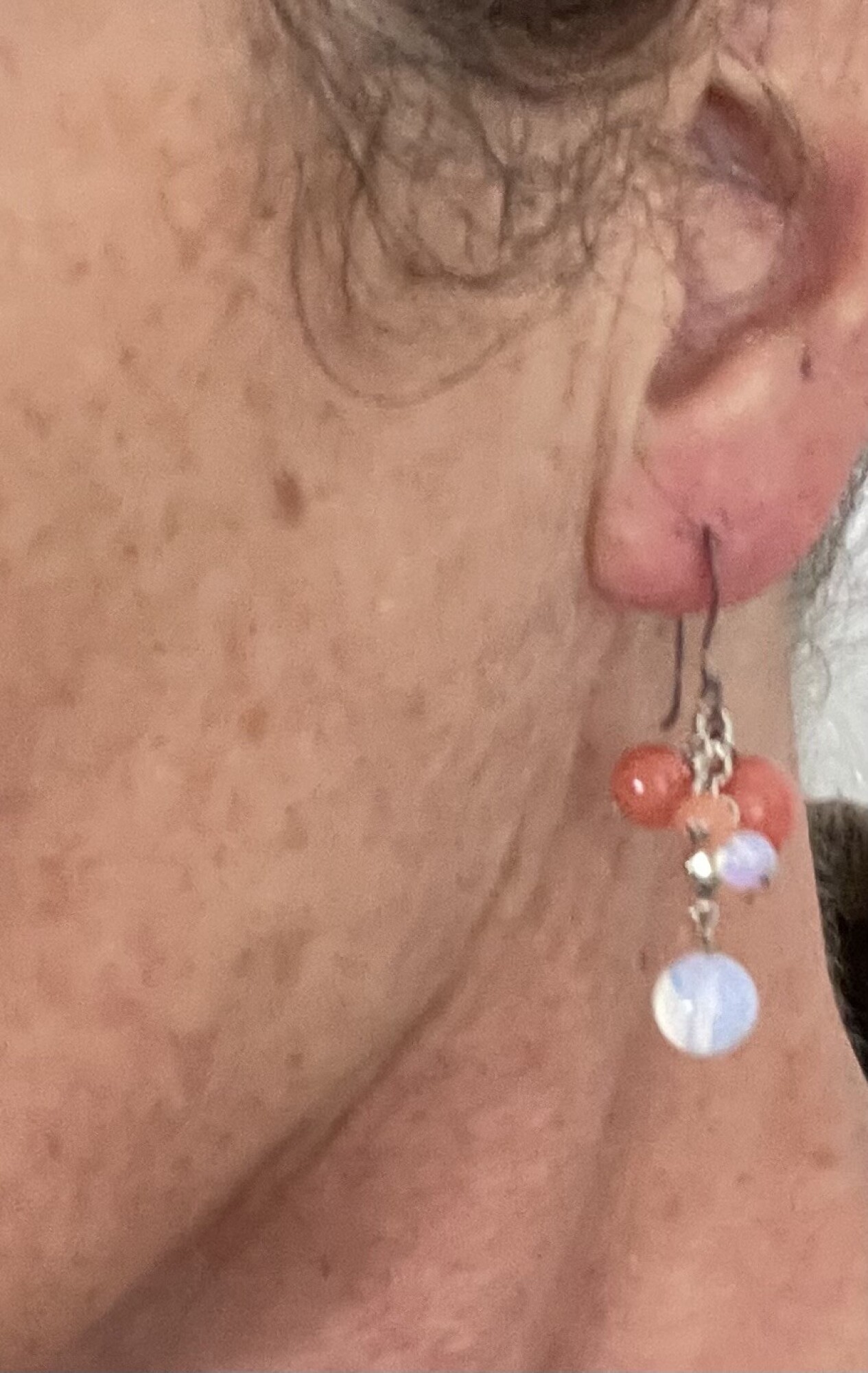 Boucles d'oreilles argent, verre poli