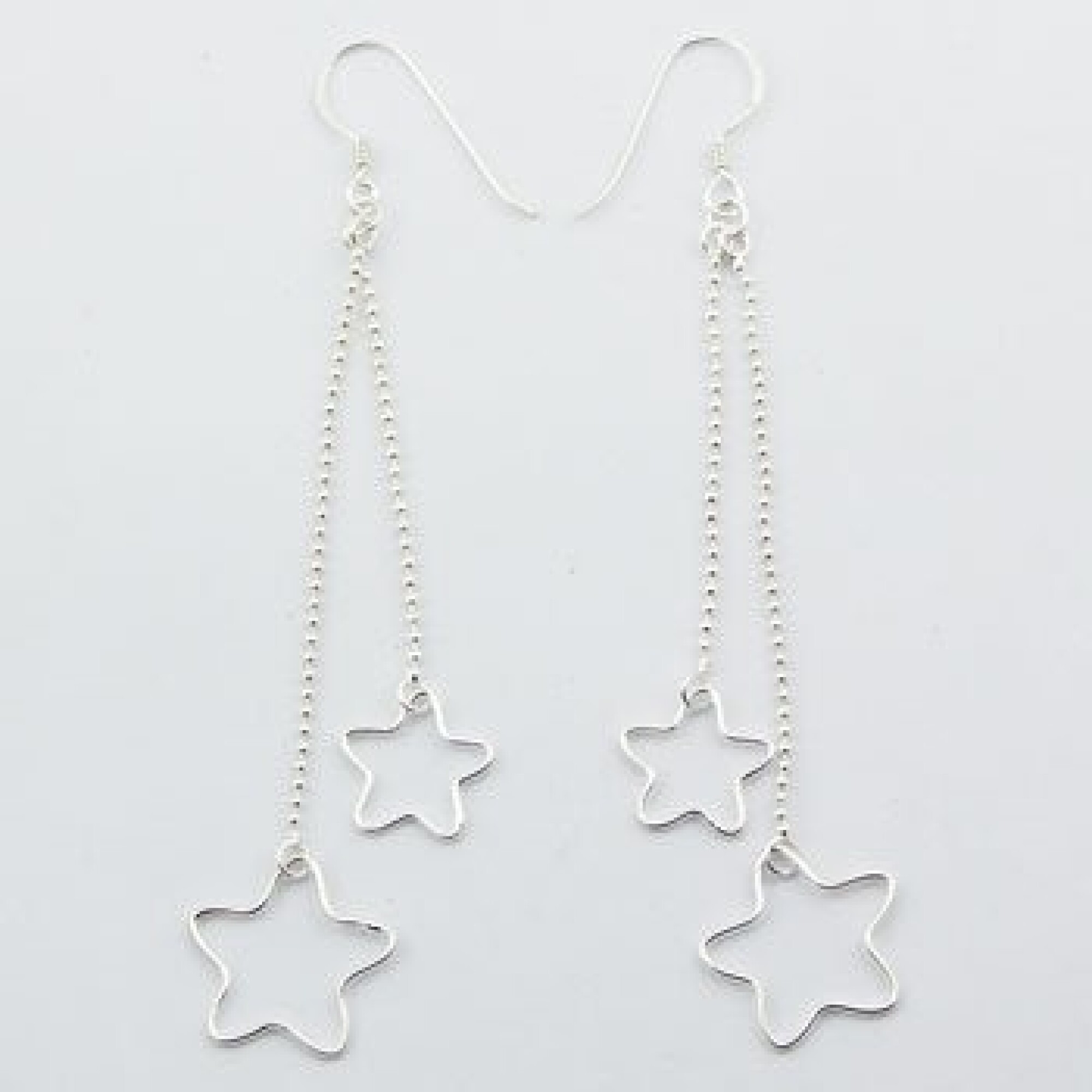 Boucles d'oreilles chainette et fleurs en argent