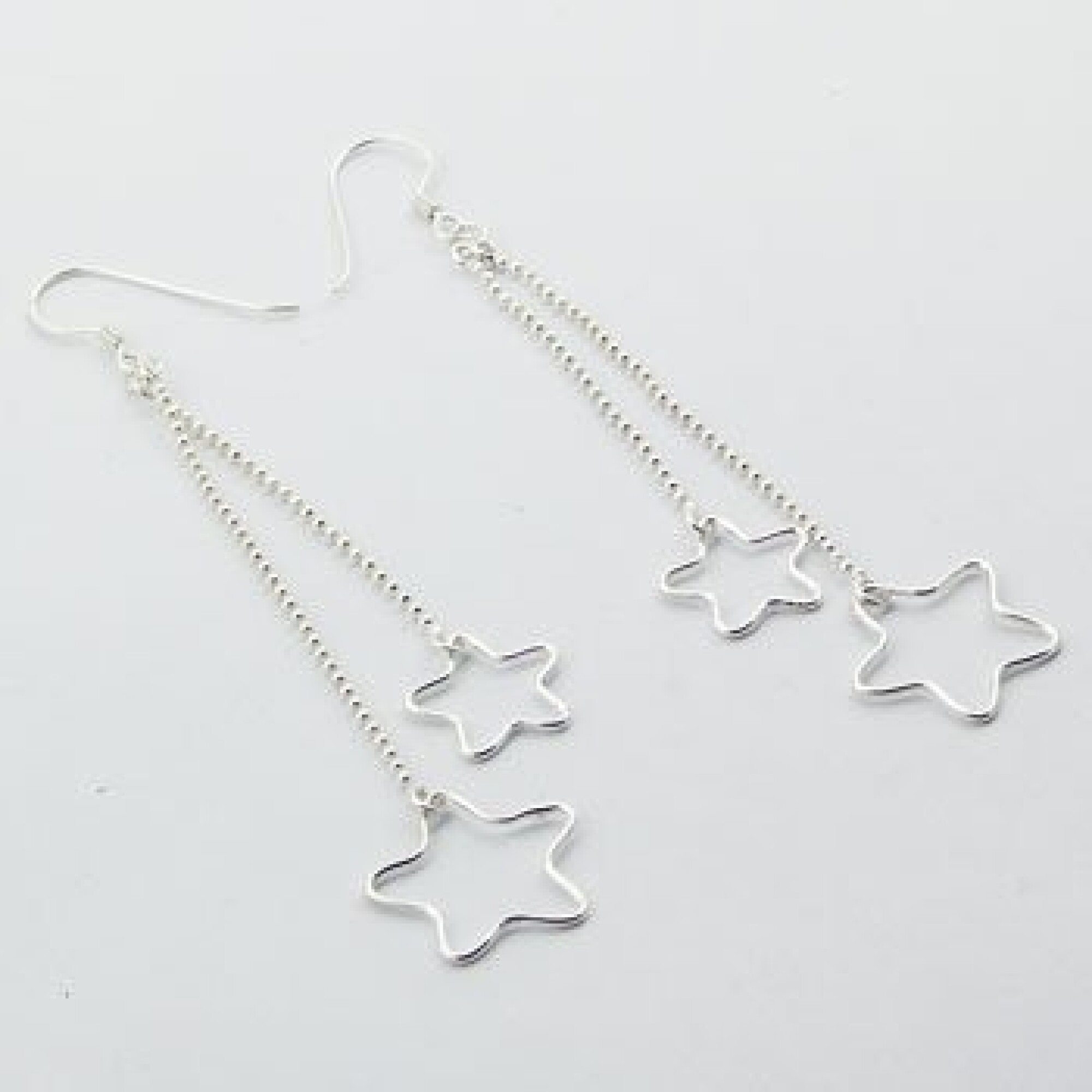 Boucles d'oreilles chainette et fleurs en argent