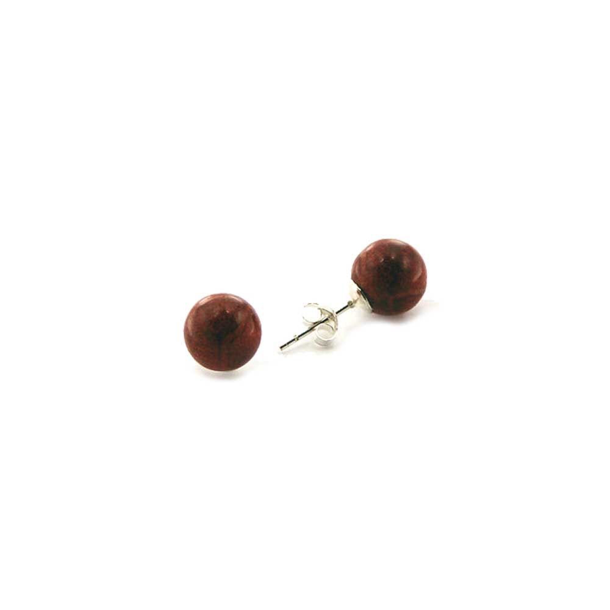 Boucles d'oreilles, clou en gorgone rouge
