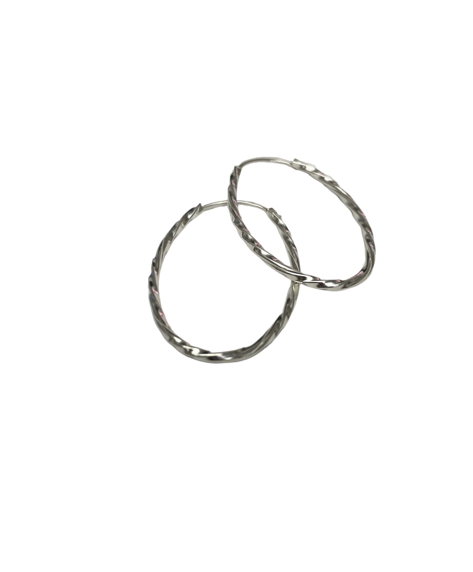 Boucles d'oreilles, créoles en argent ovales torsadées