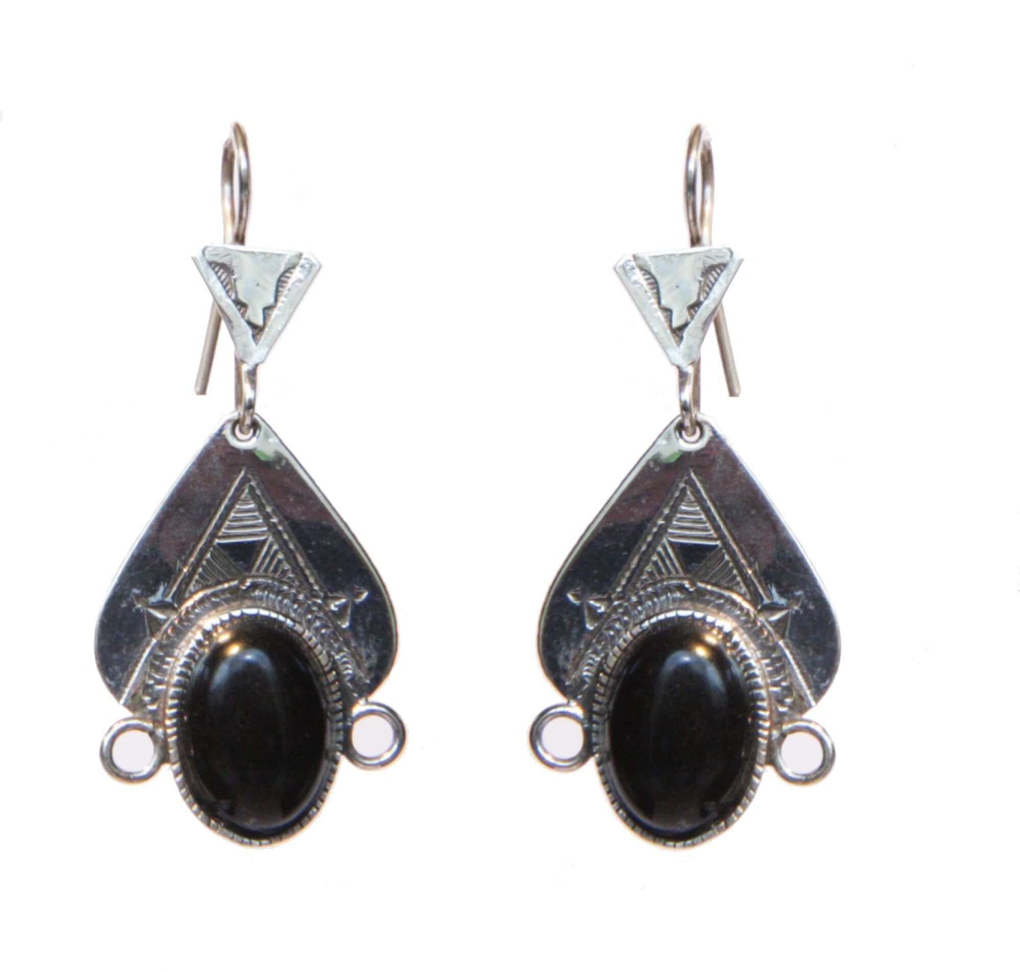 boucles d'oreilles déesse touareg argent et  onyx