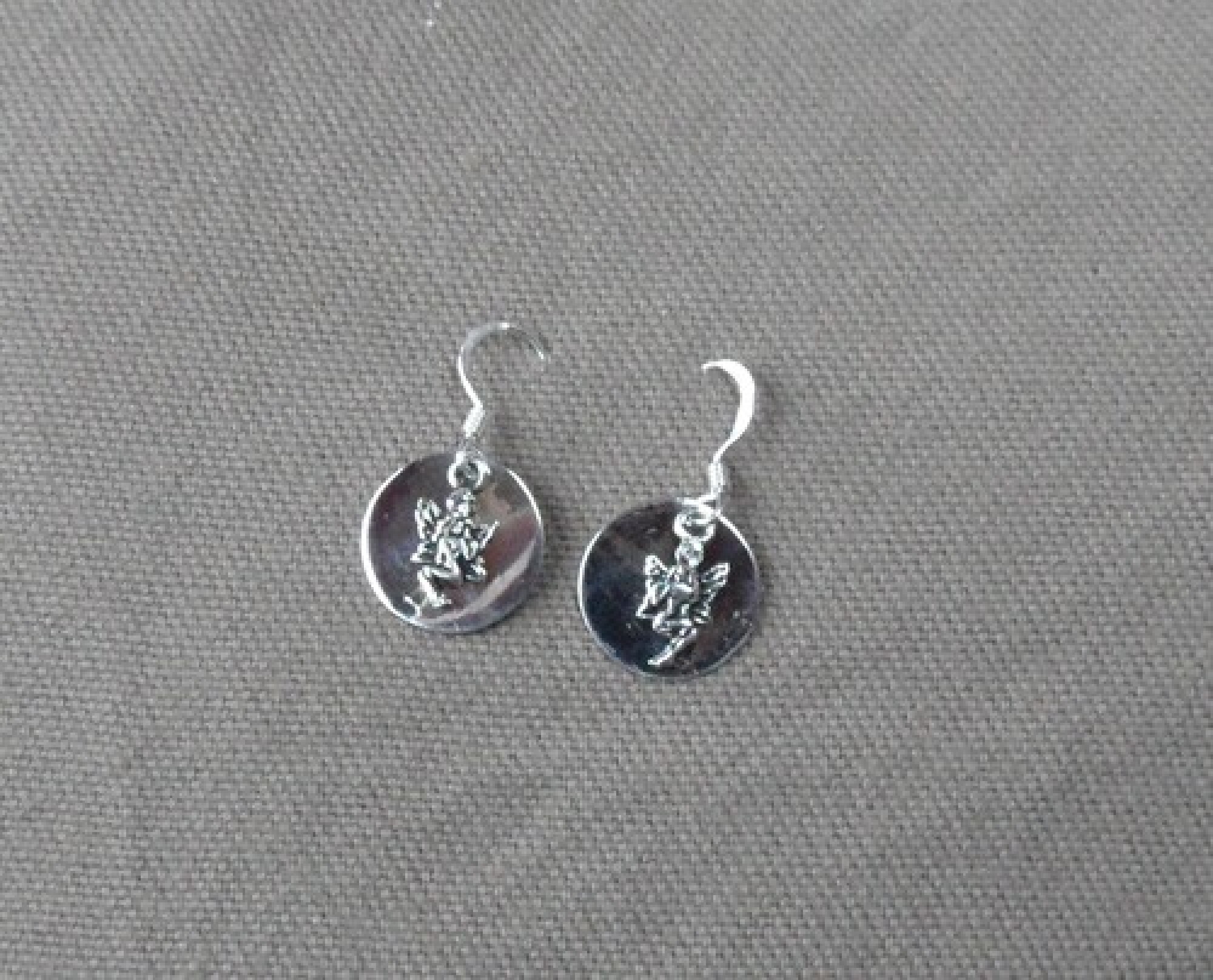 Boucles d'oreilles en argent, cercles et fées