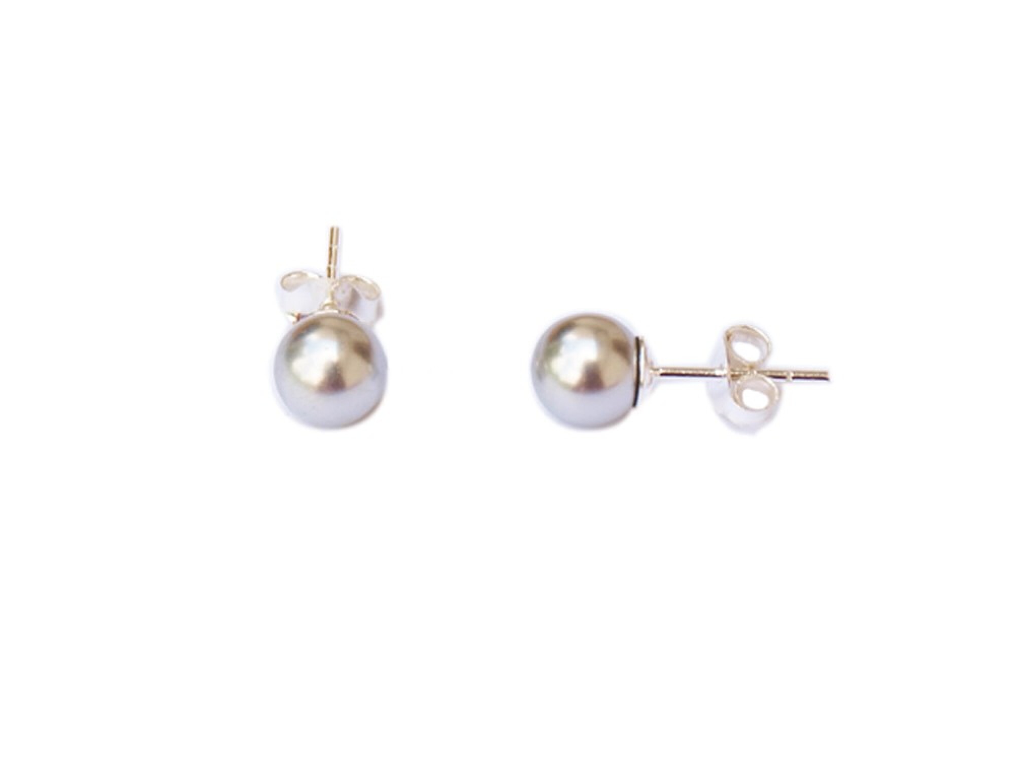 Boucles d'oreilles, puces en argent et perle grise
