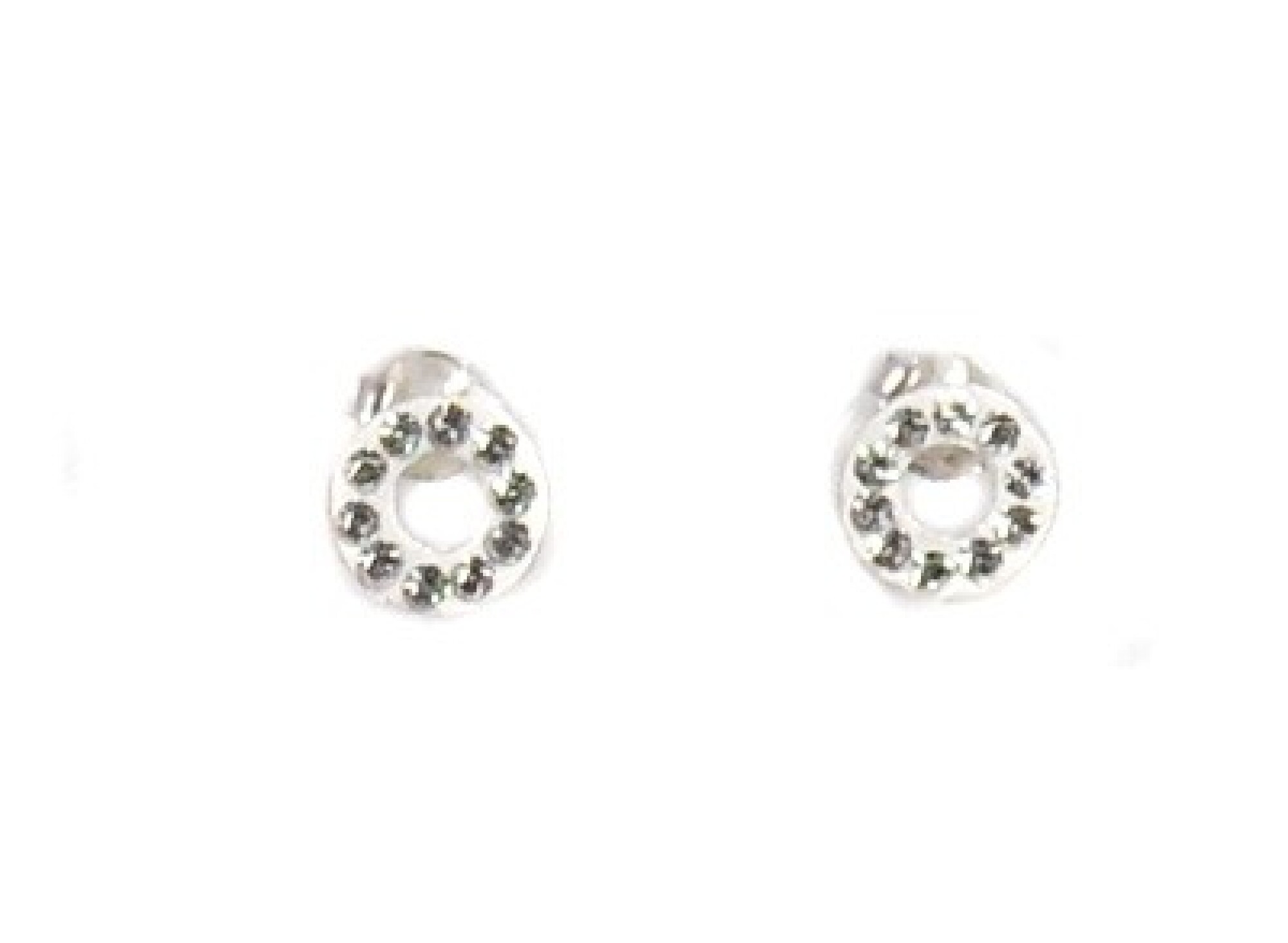 Boucles d'oreilles, puces strass blanc et argent
