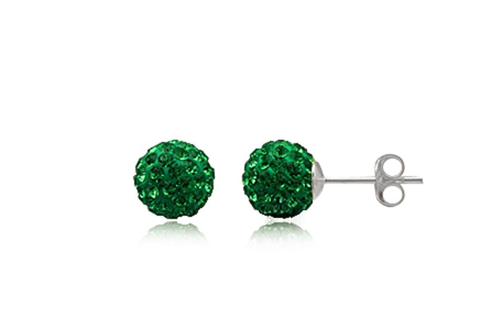Boucles d'oreilles strass vert, forme boule