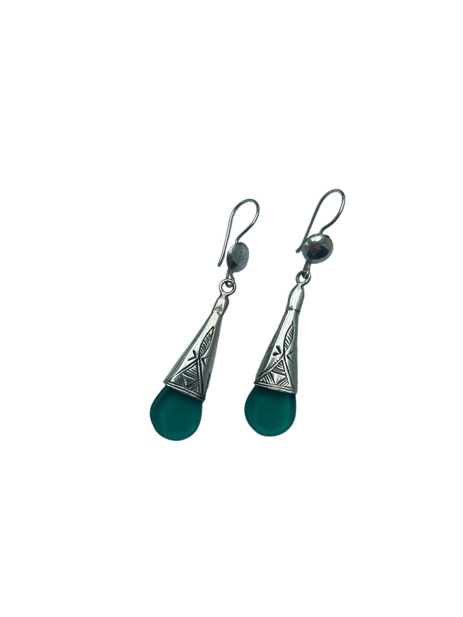 Boucles d'oreilles touareg verre bleu
