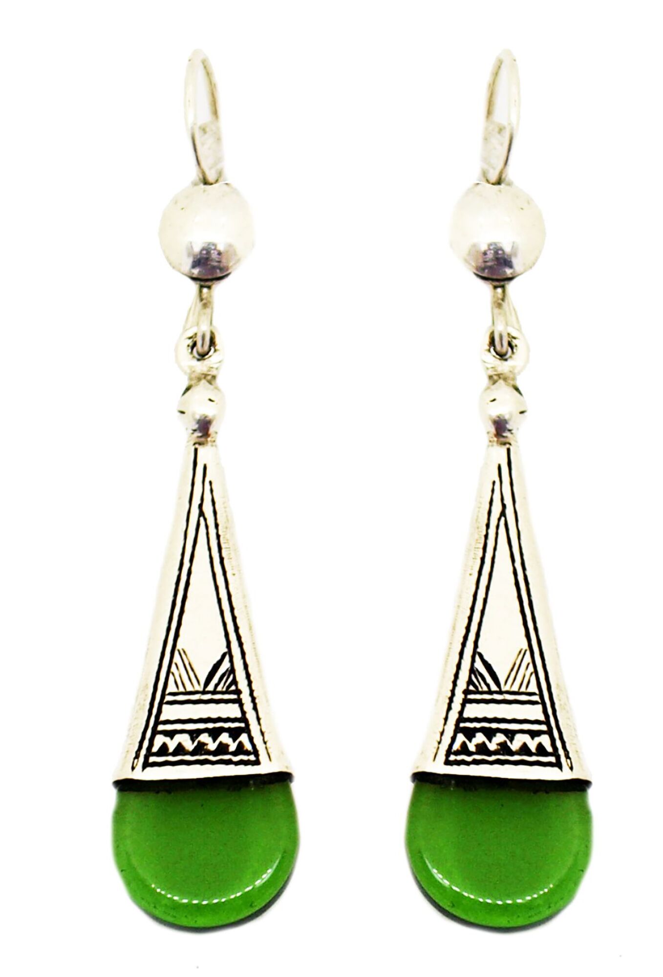 Boucles d'oreilles touareg verre vert