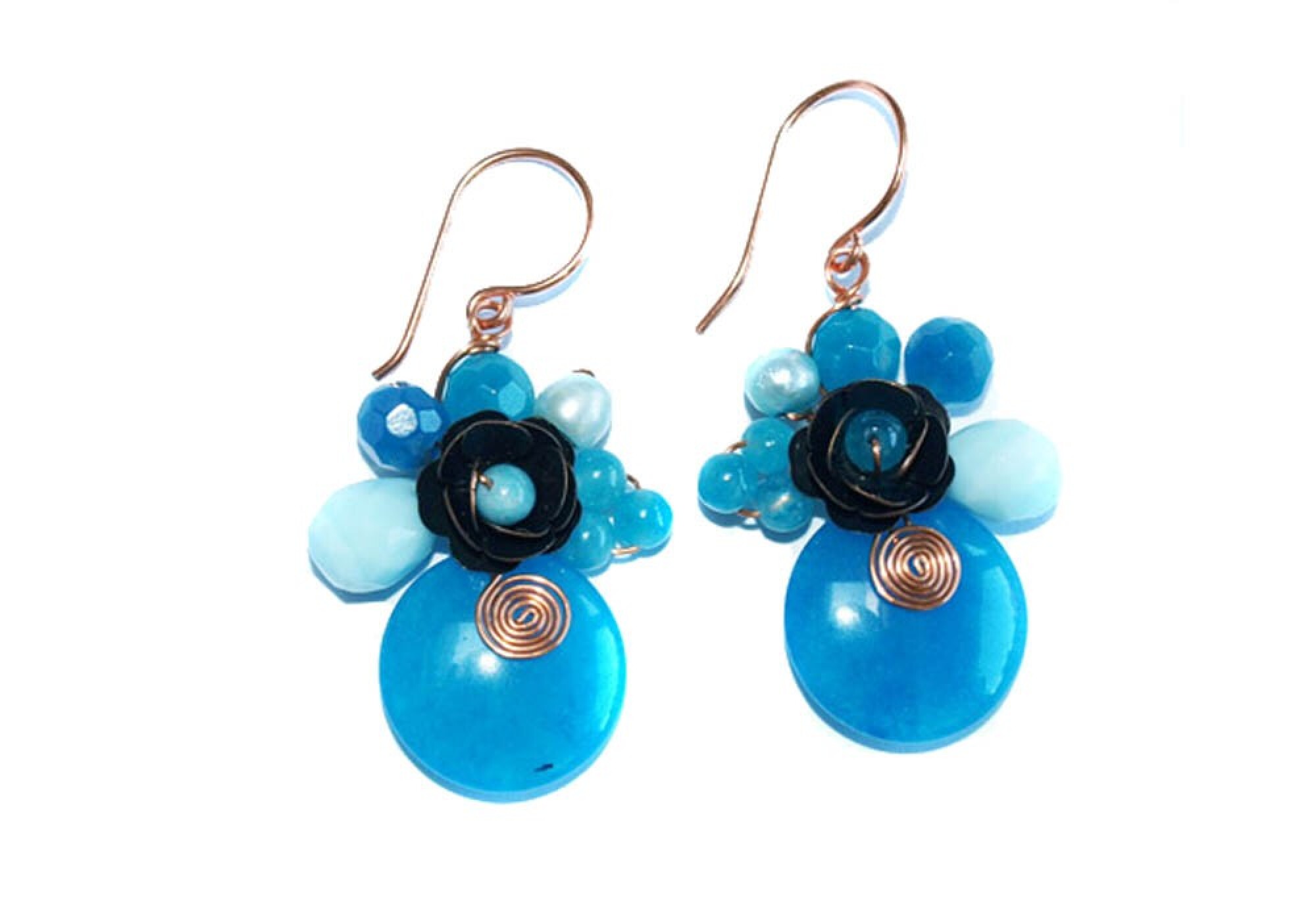 Boucles d'oreilles verre teinté et poli