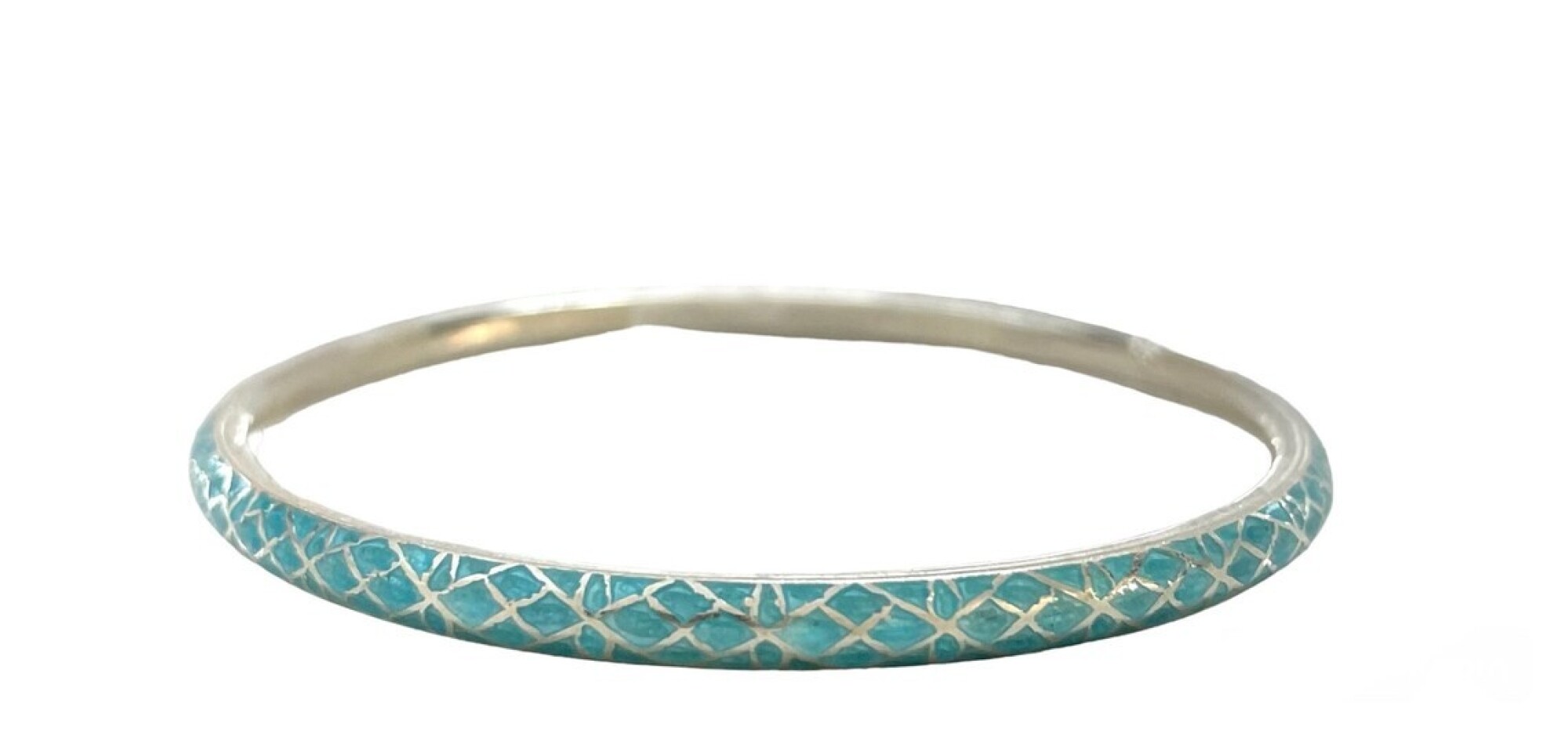 Bracelet argent et émail bleu fabriqué  à la main