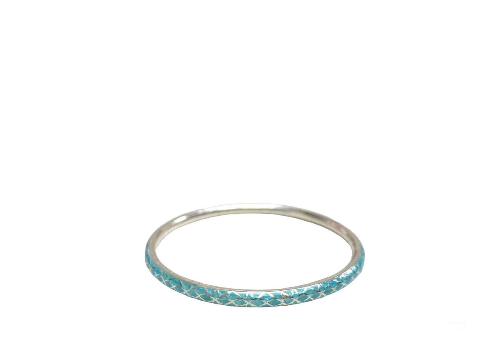 Bracelet argent et émail bleu fabriqué  à la main