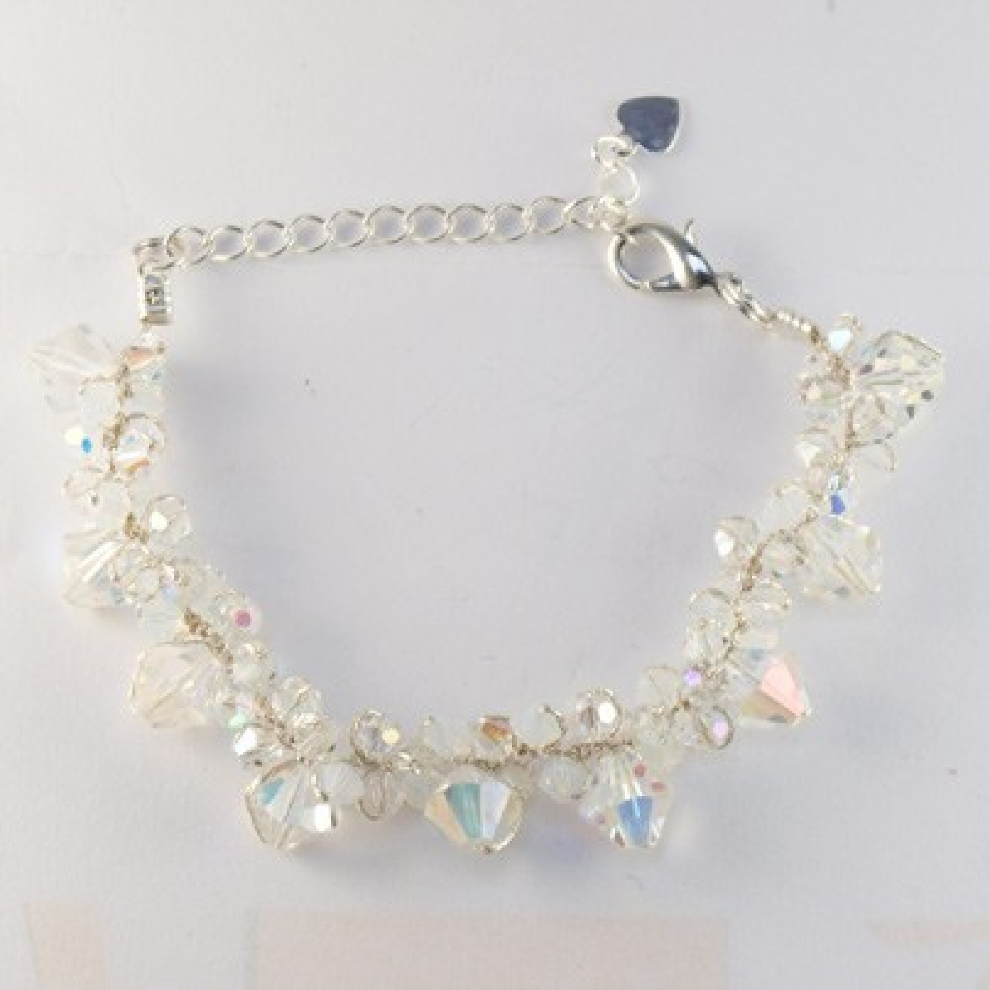 Bracelet fil argenté et cristal BLANC et transparent