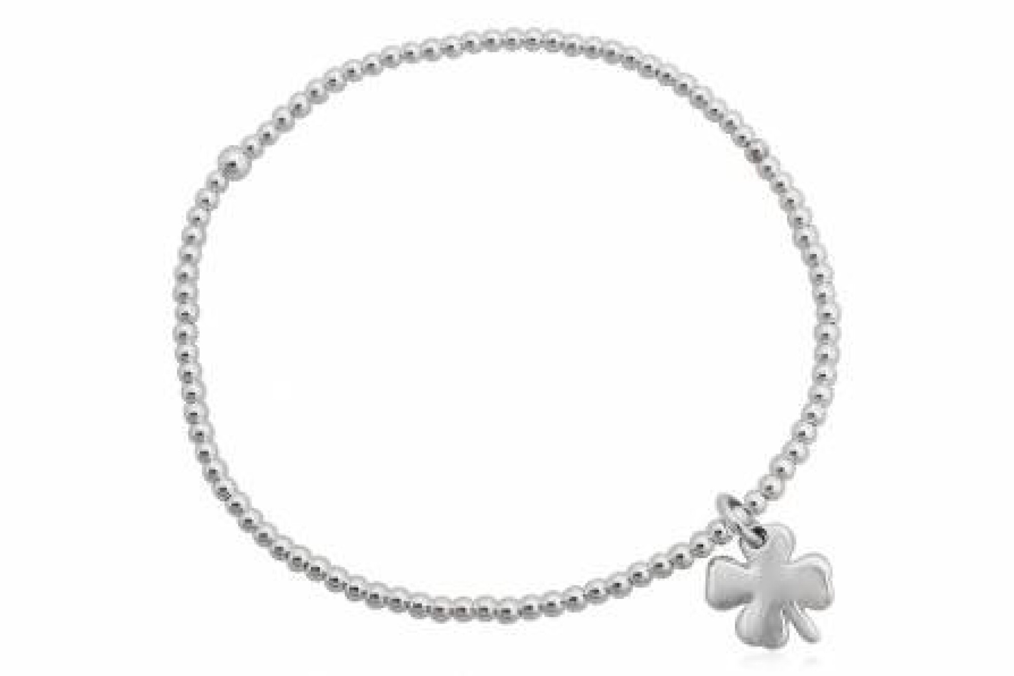 Bracelet perle d'argent et breloque trèfle