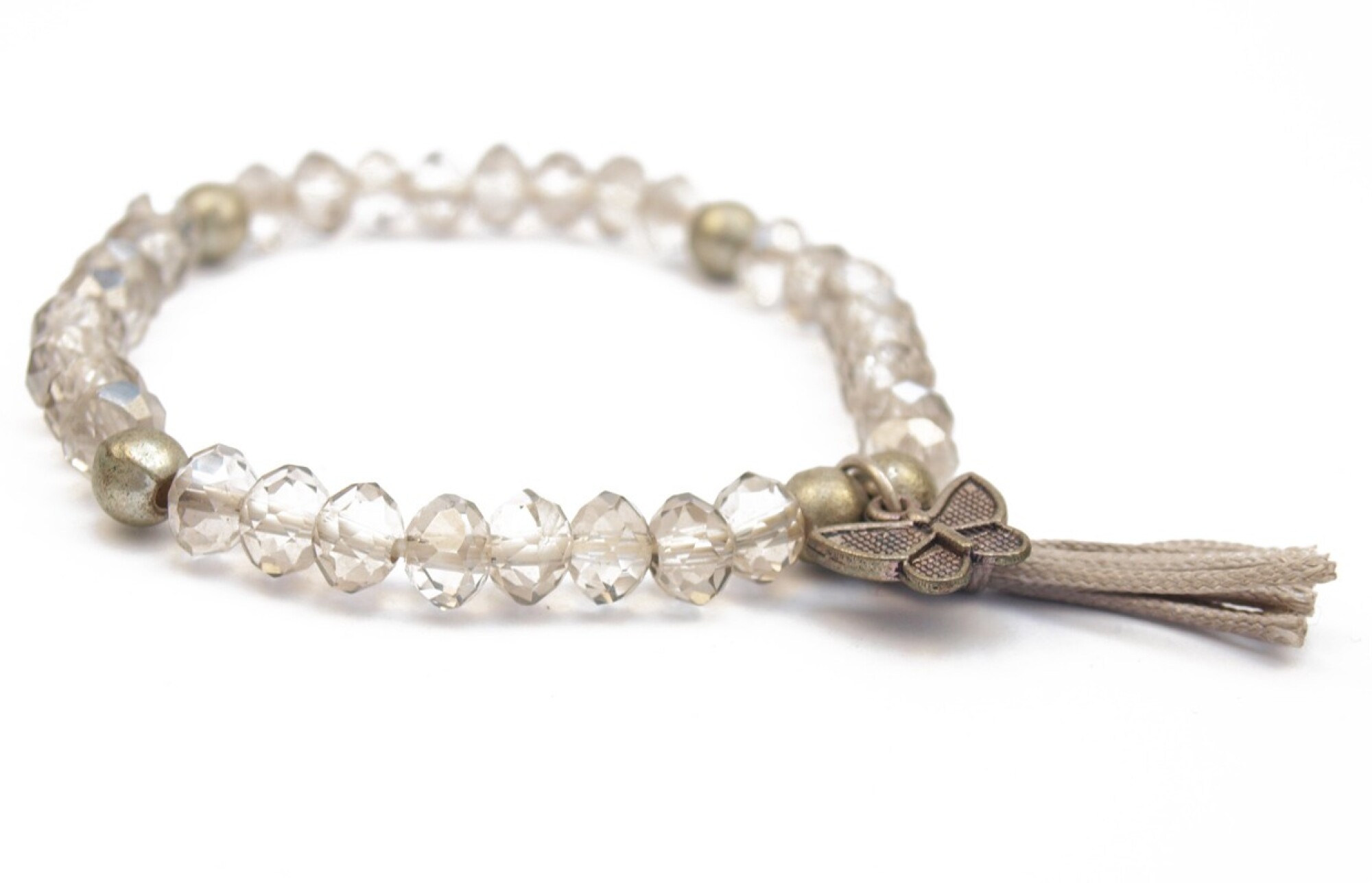 Bracelet perles cristal et breloque papillon