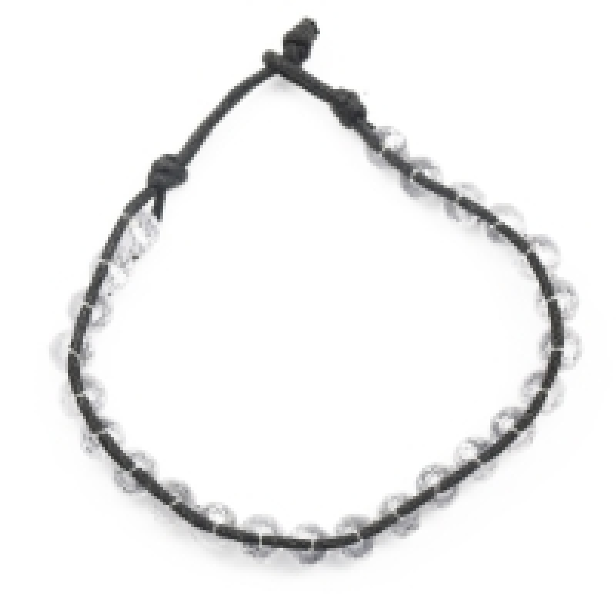 Bracelet perles de cristal blanc et fil de coton noir