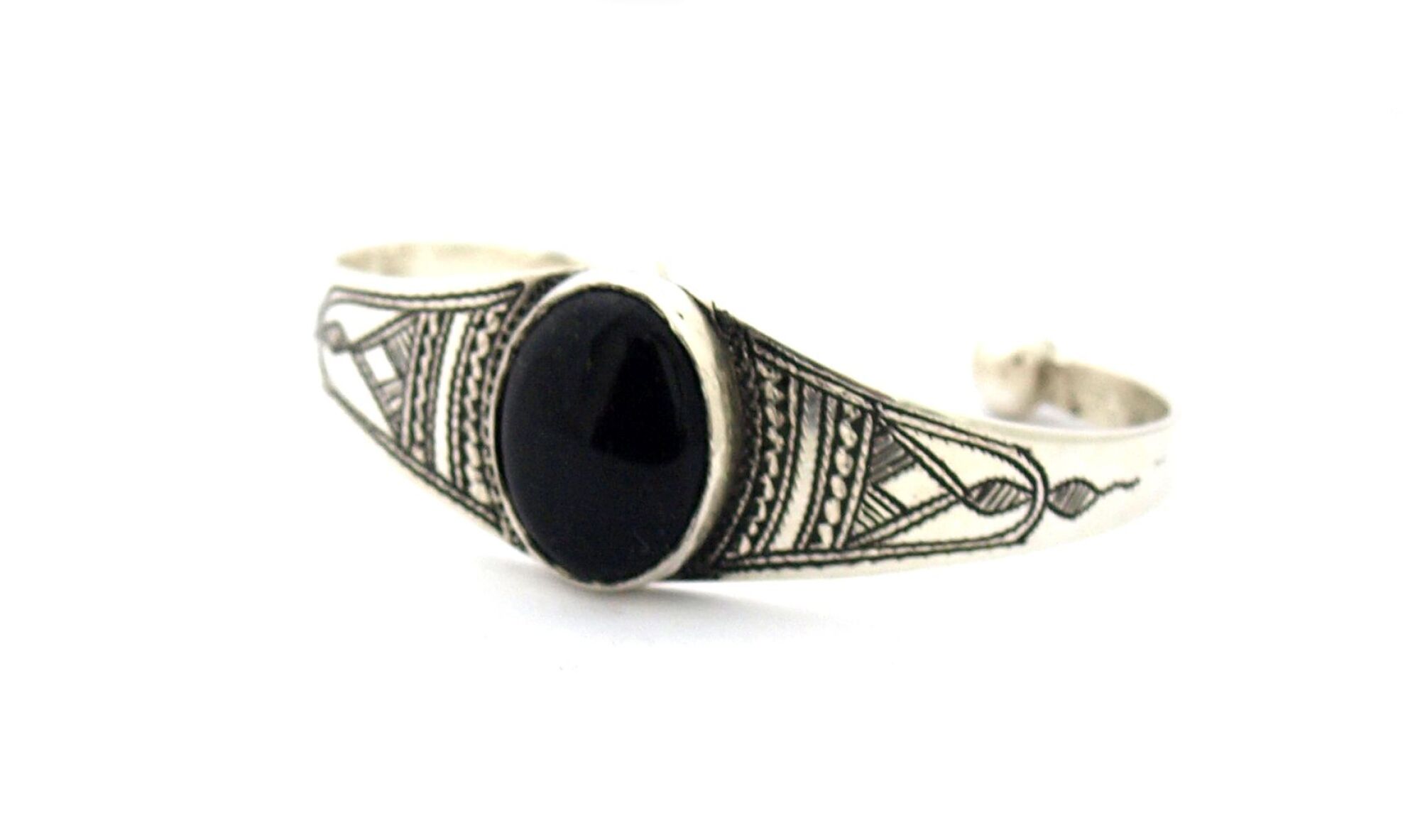 Bracelet rigide touareg agat noire