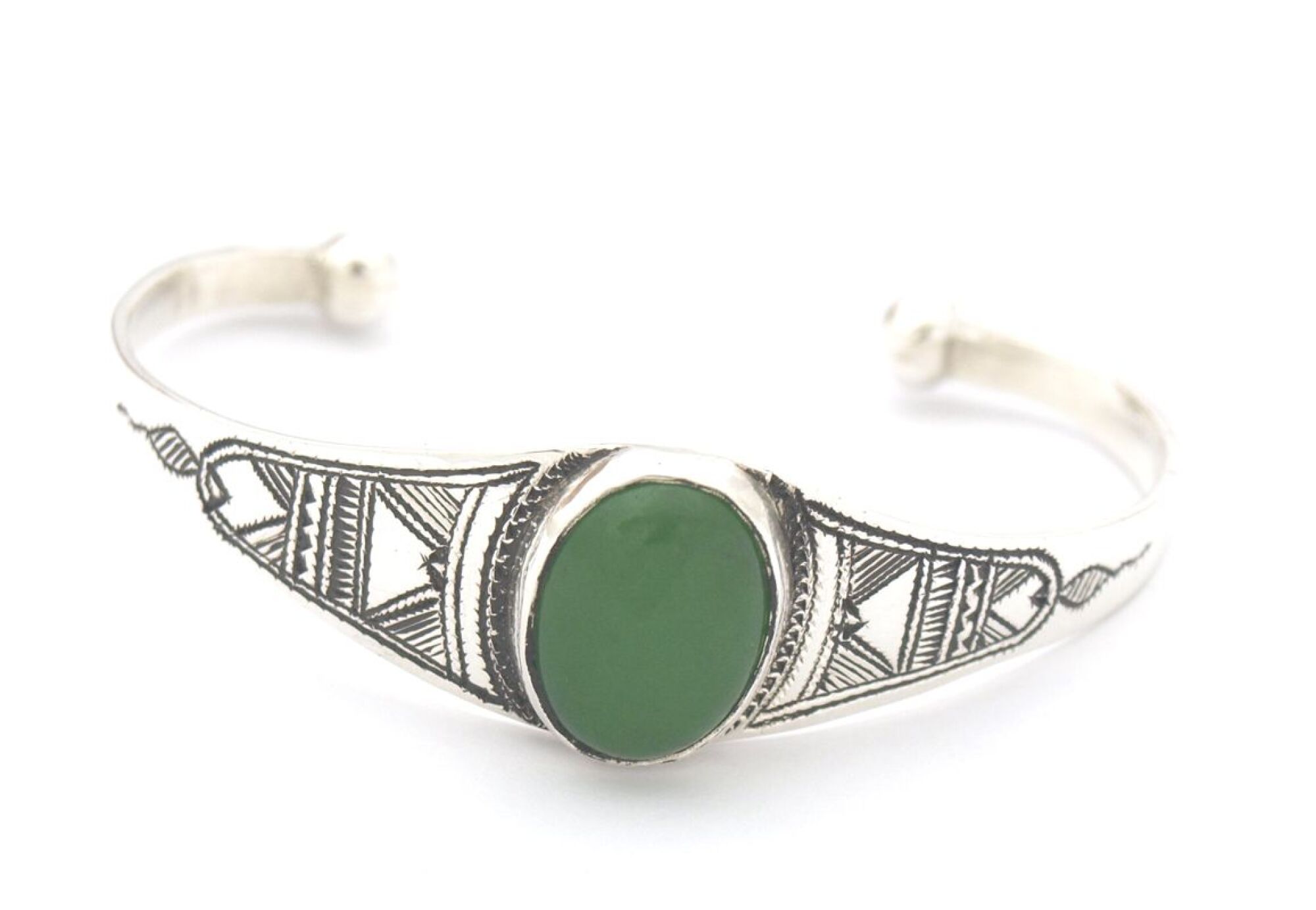 Bracelet touareg médaillon vert fait main