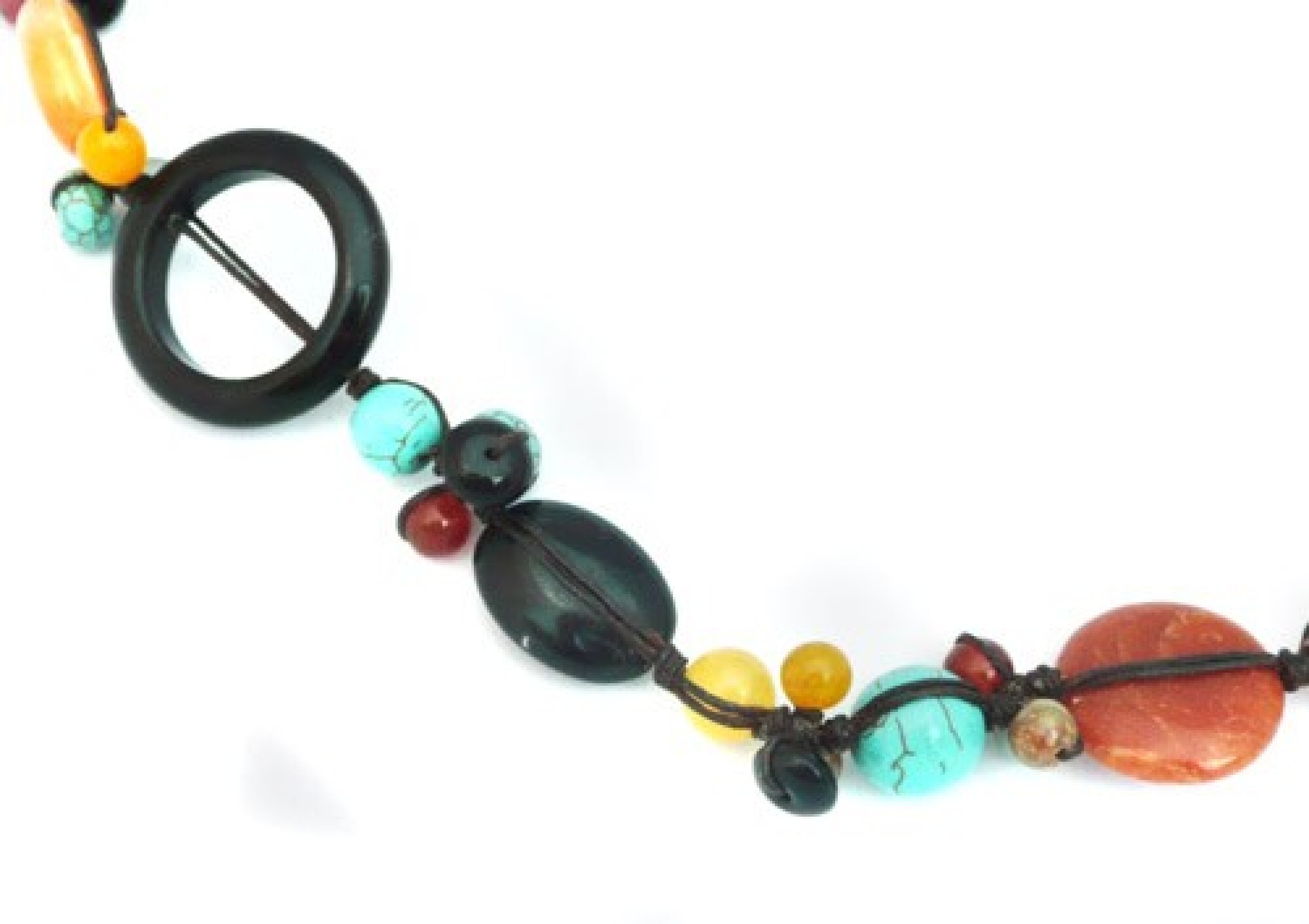 Collier  court fil de soie & pierre